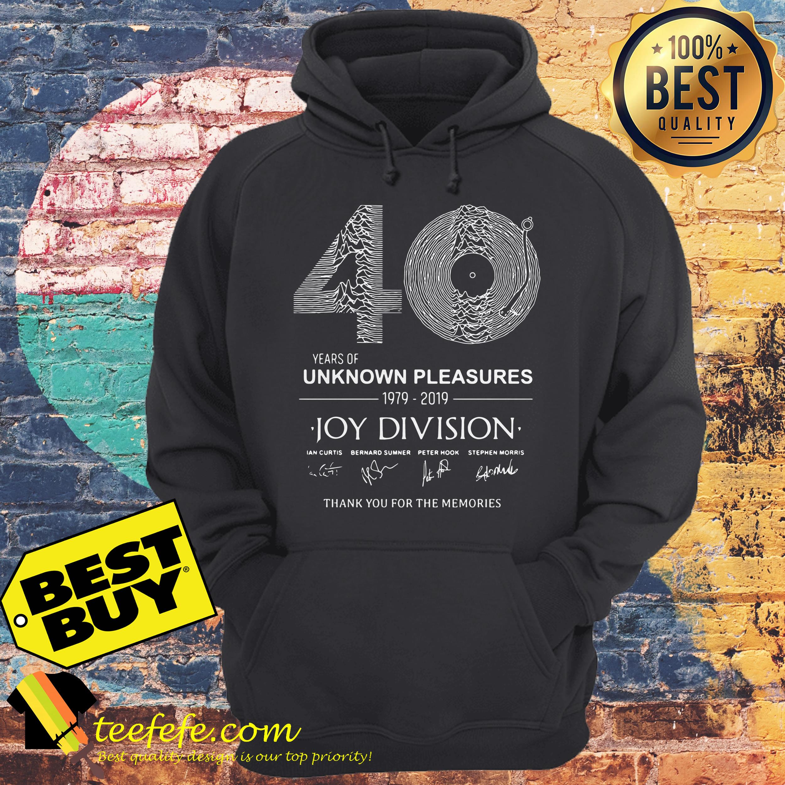 40 years of unknown pleasures 1979-2019 joy division thank you for the memories hoodie