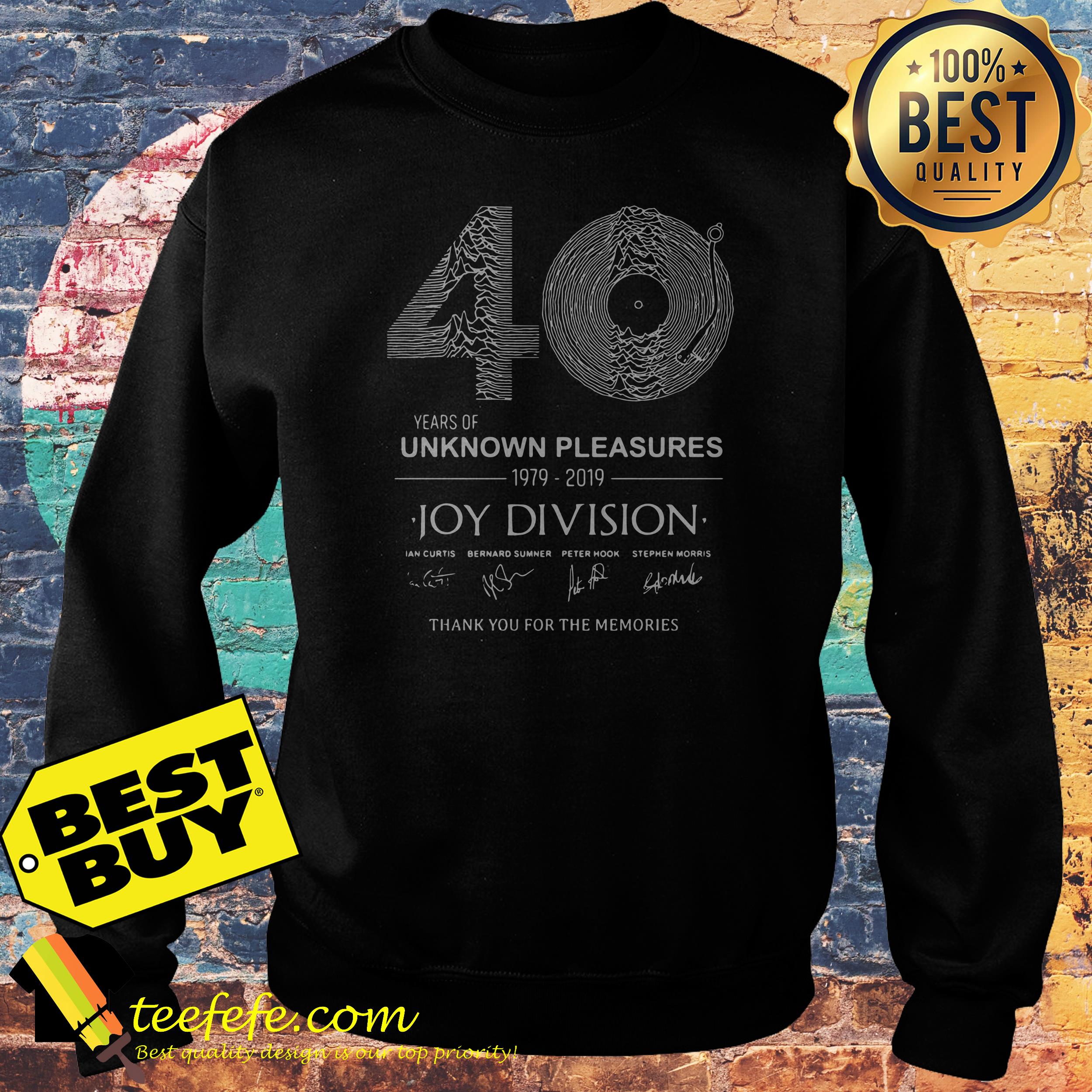 40 years of unknown pleasures 1979-2019 joy division thank you for the memories sweatshirt