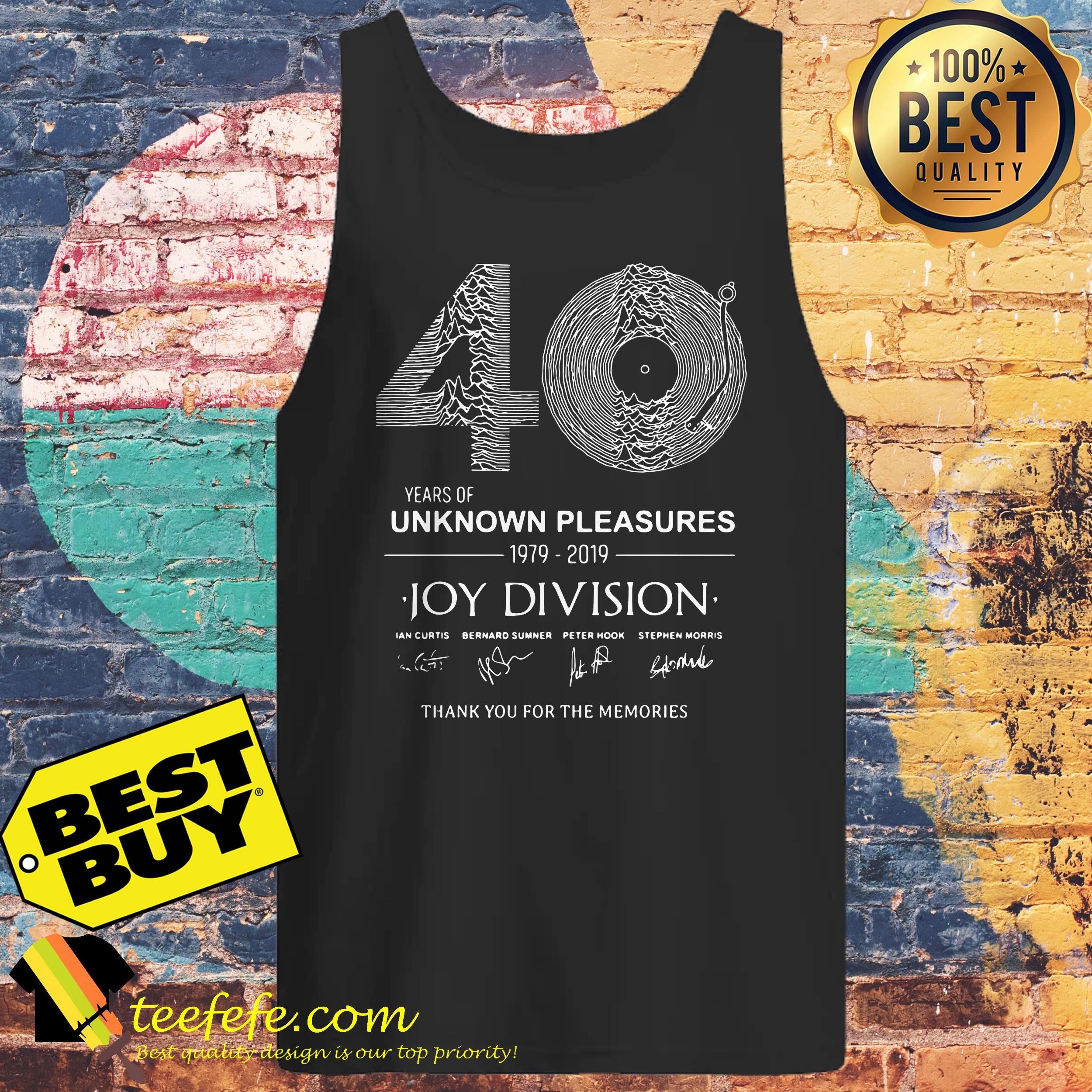 40 years of unknown pleasures 1979-2019 joy division thank you for the memories shirt