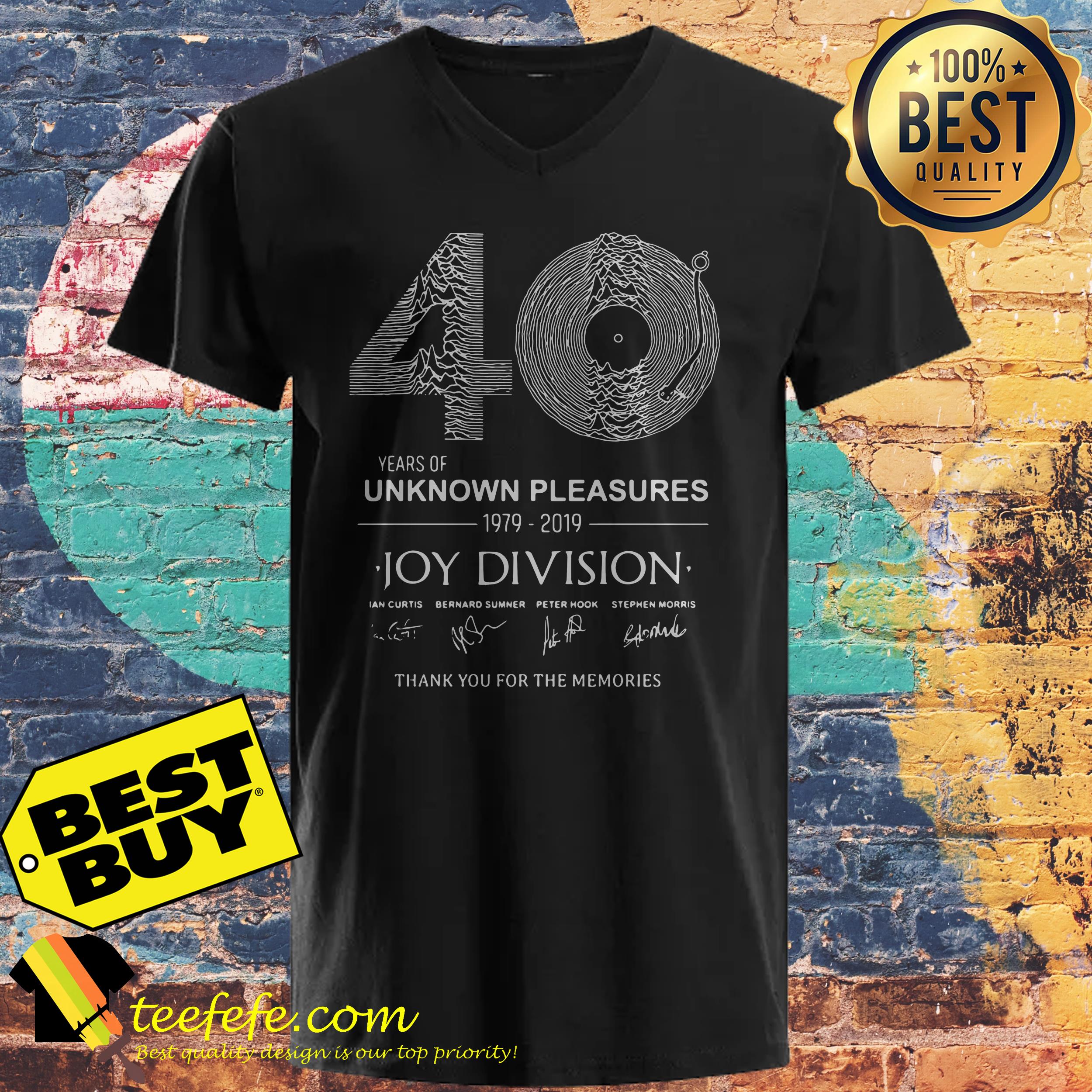 40 years of unknown pleasures 1979-2019 joy division thank you for the memories v-neck