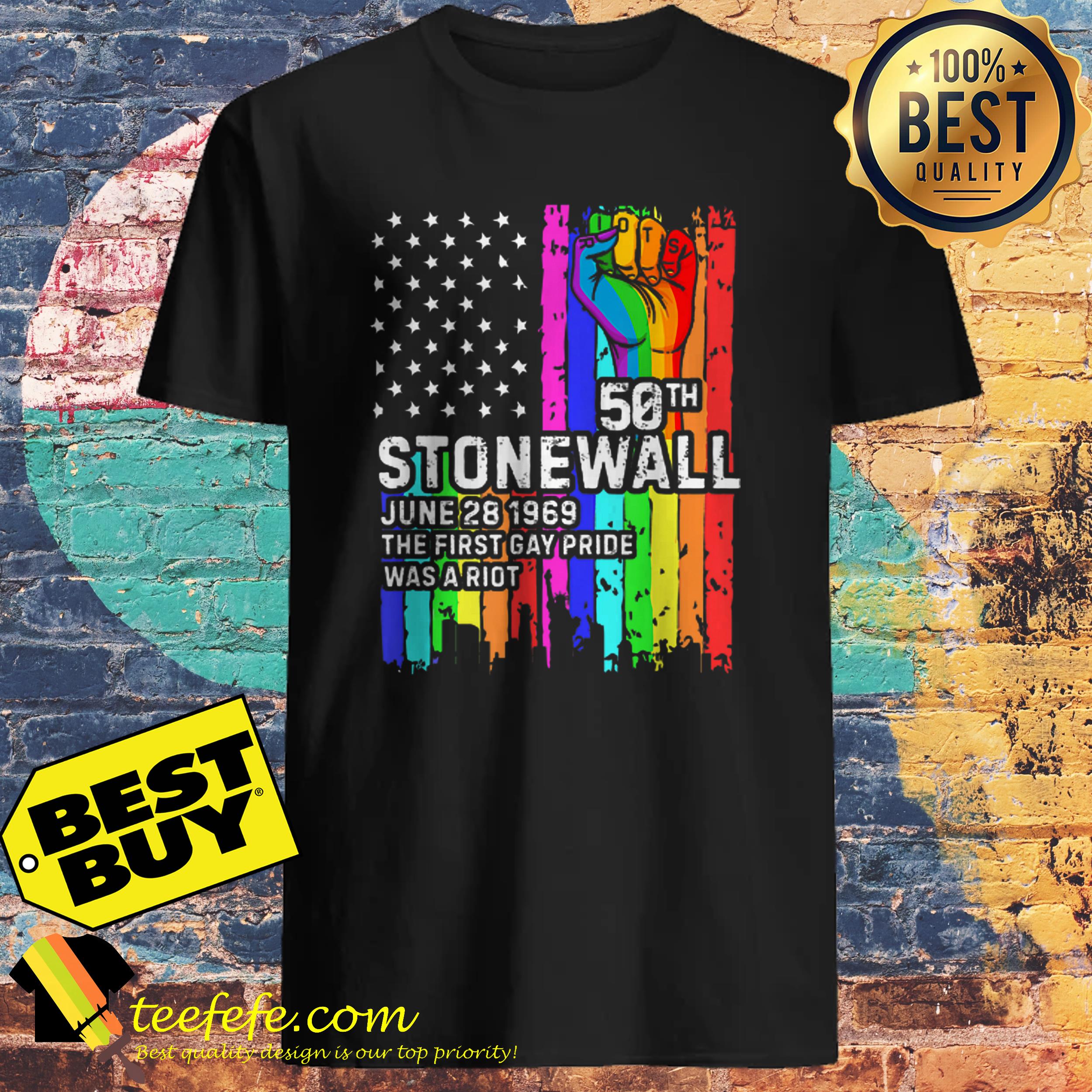 50th Stonewall June 28 1969 The First gay Pride Was A Riot LGBT Rainbow Flag American shirt