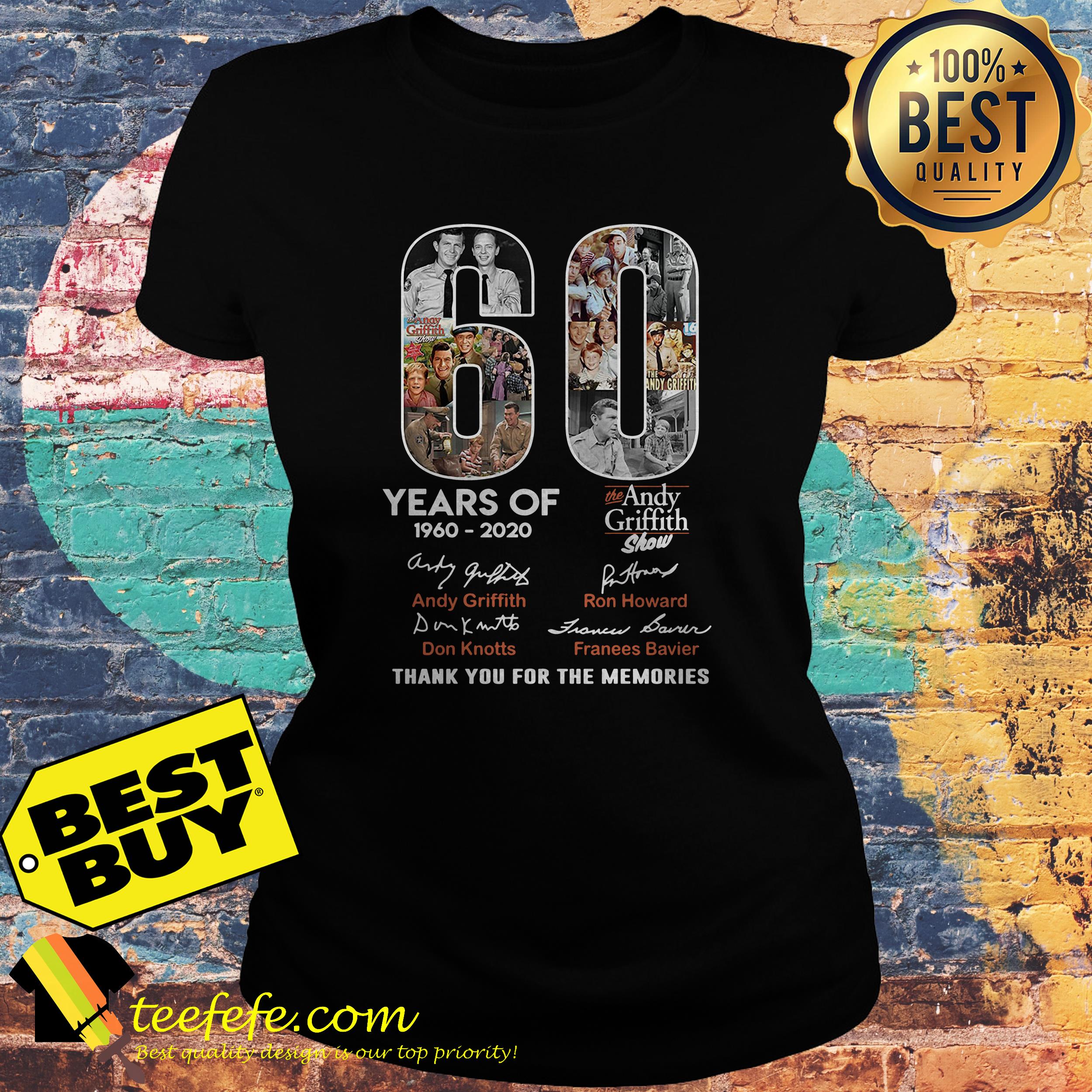 60 Years of the Andy Griffith Show 1960-2020 thank you for the memories ladies tee