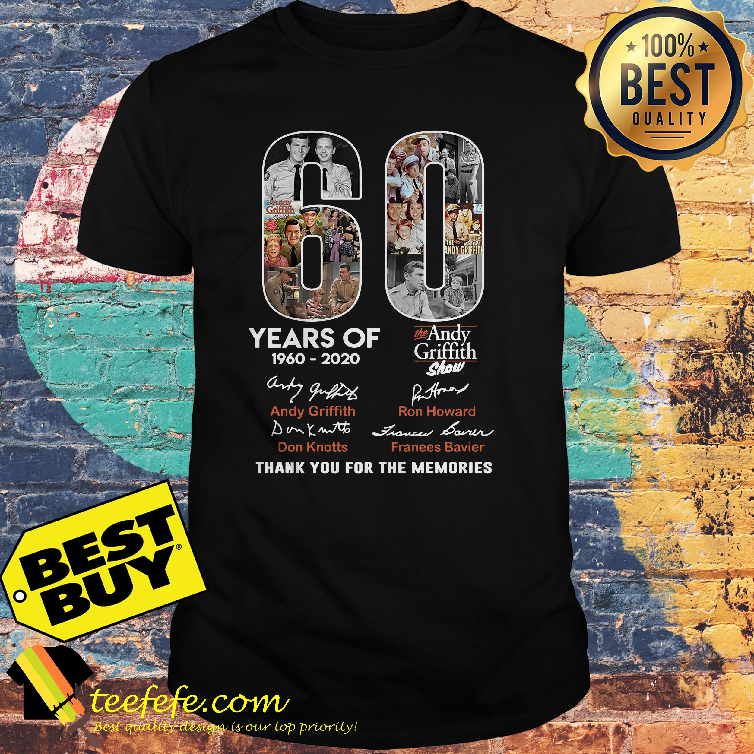 60 Years of the Andy Griffith Show 1960-2020 thank you for the memories shirt
