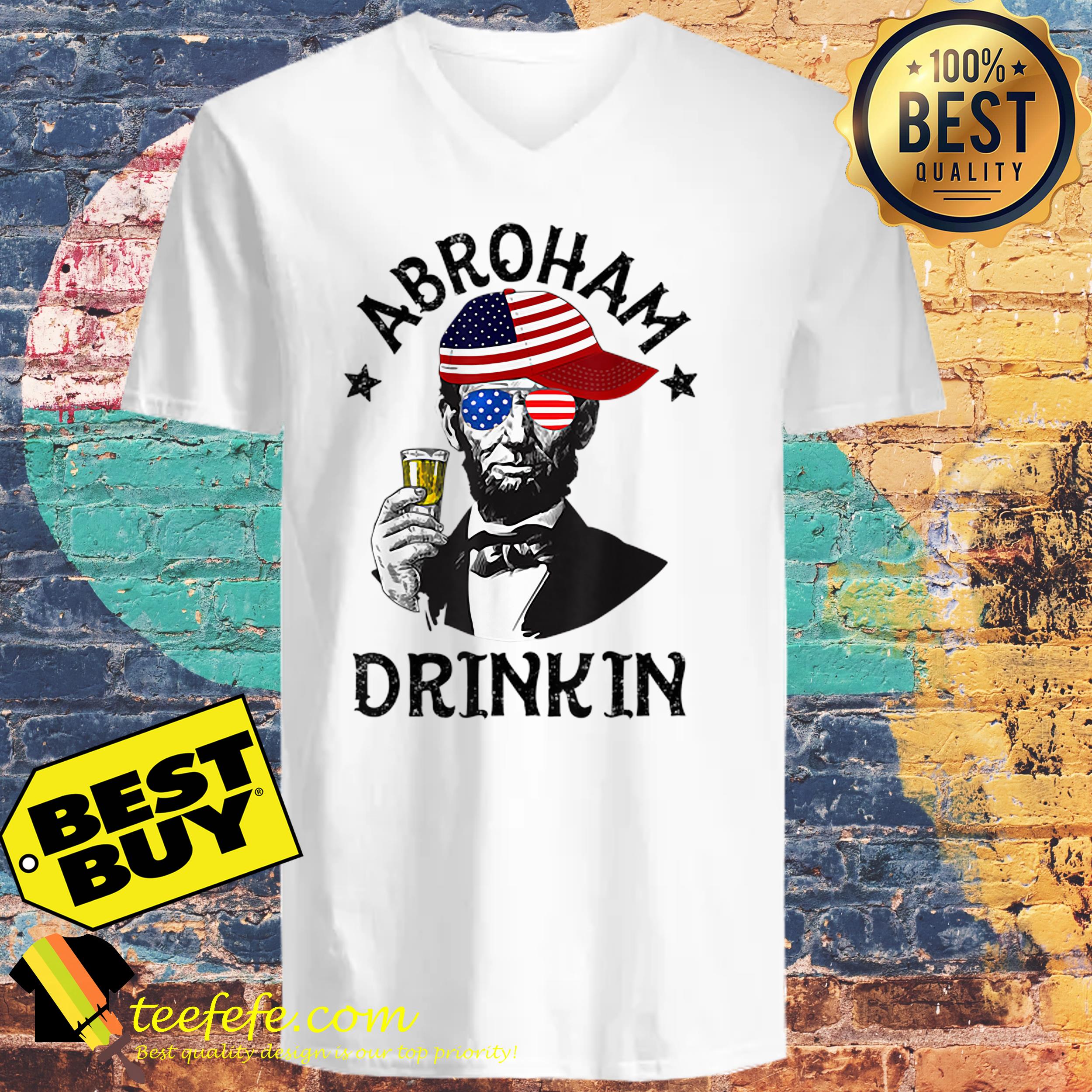 Abroham Drinking Lincoln 4th Of July v-neck
