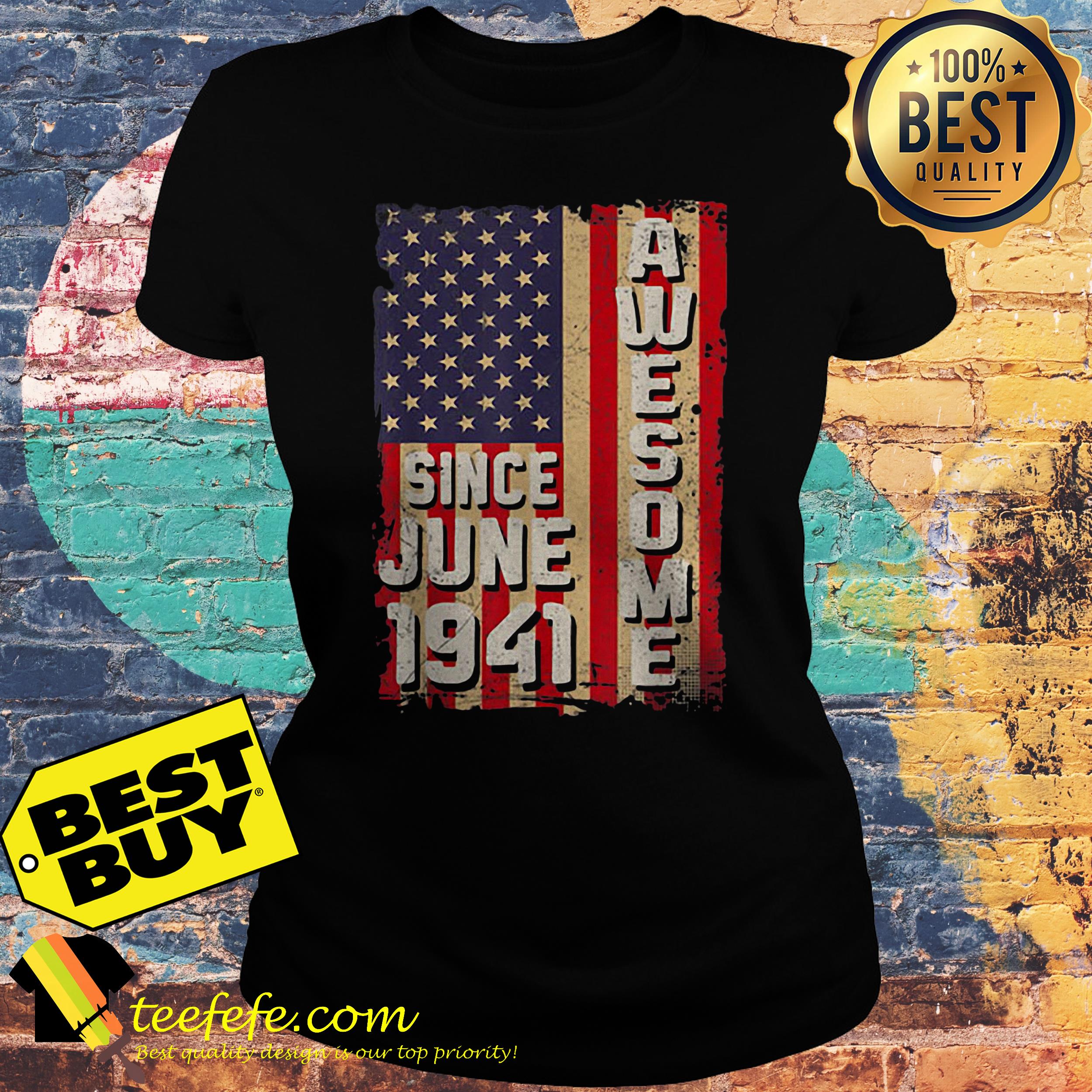 Awesome since June 1941 American flag ladies tee