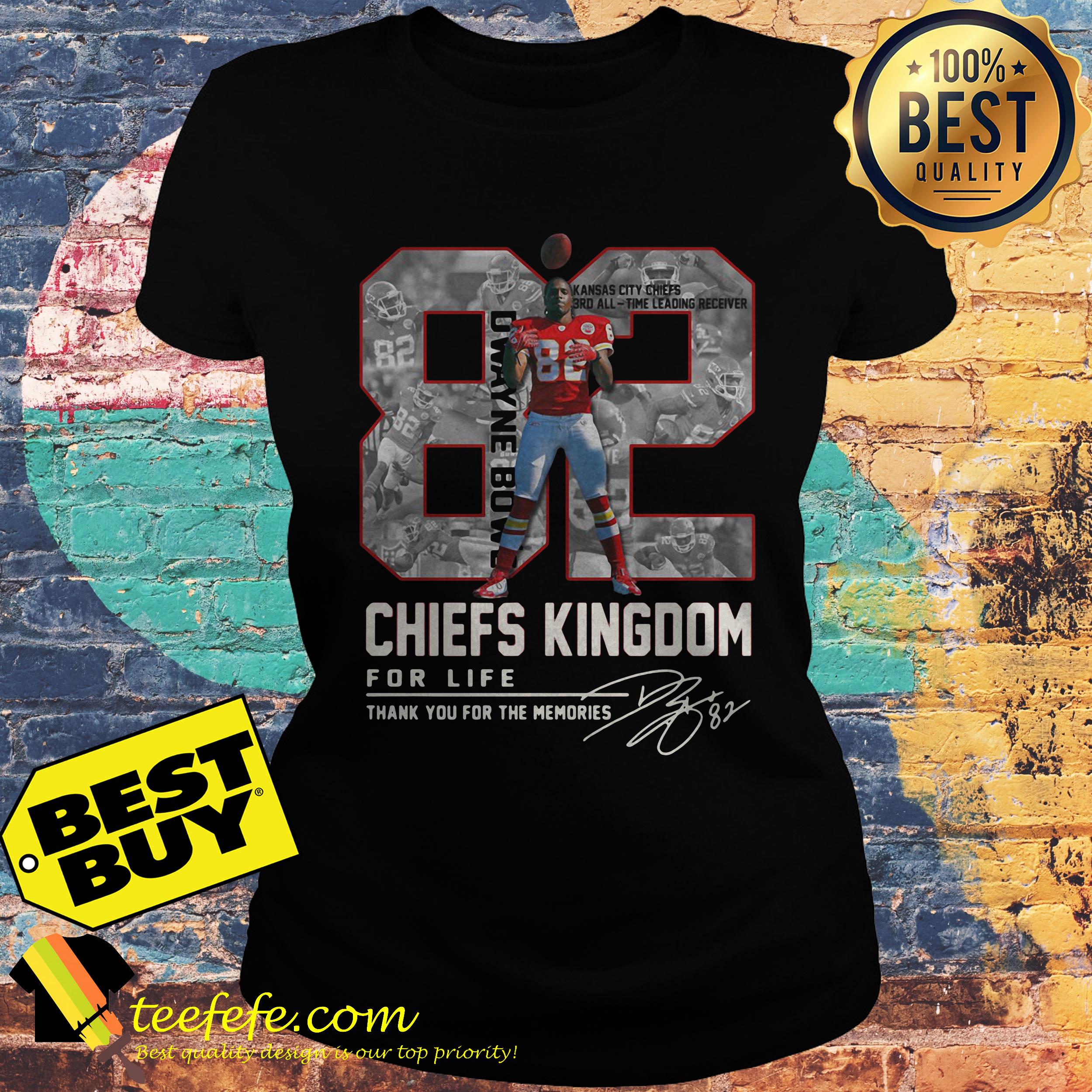 Dwayne Bowe 82 Kansas City Chiefs Kingdom for life signature thank you for the memories ladies tee