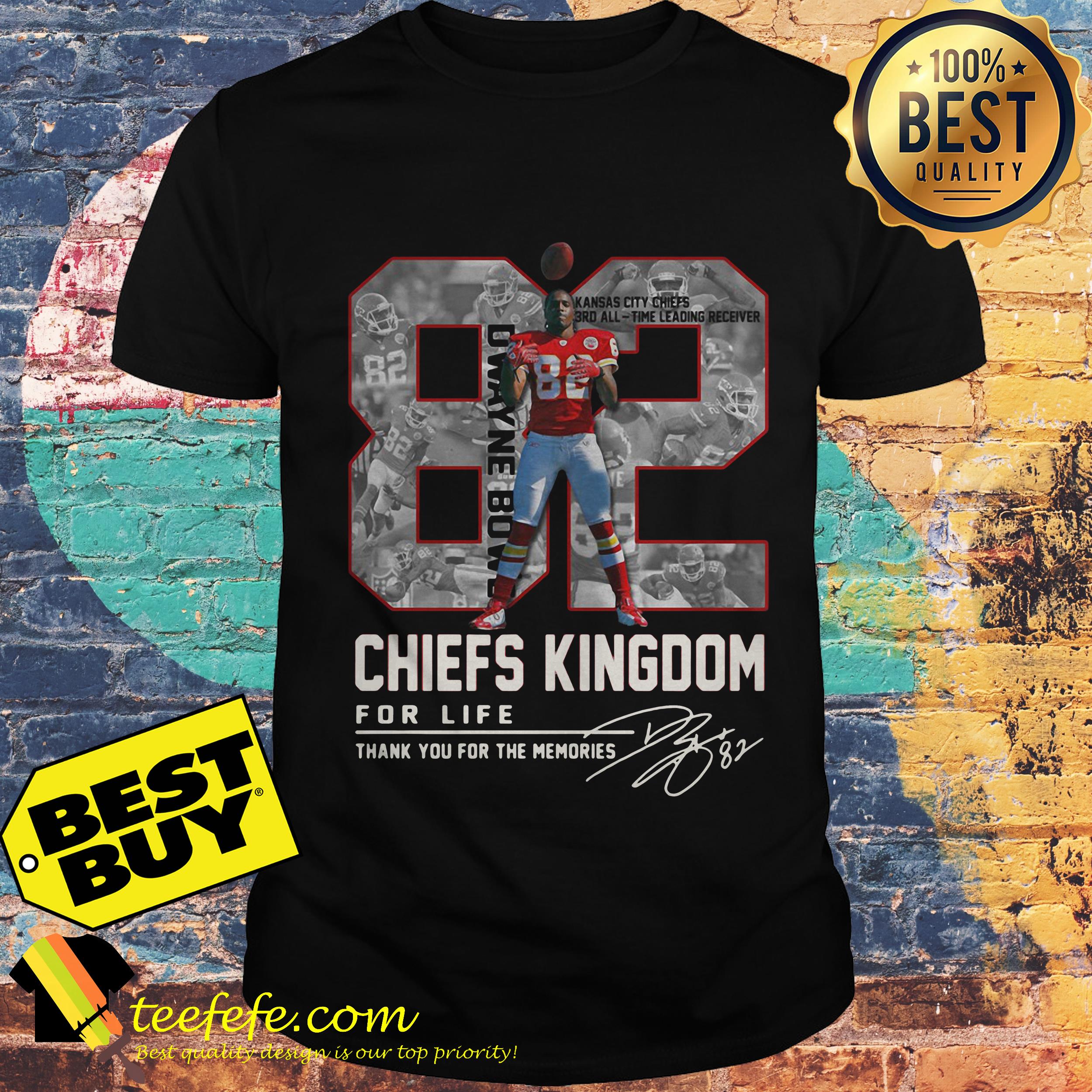 Dwayne Bowe 82 Kansas City Chiefs Kingdom for life signature thank you for the memories shirt
