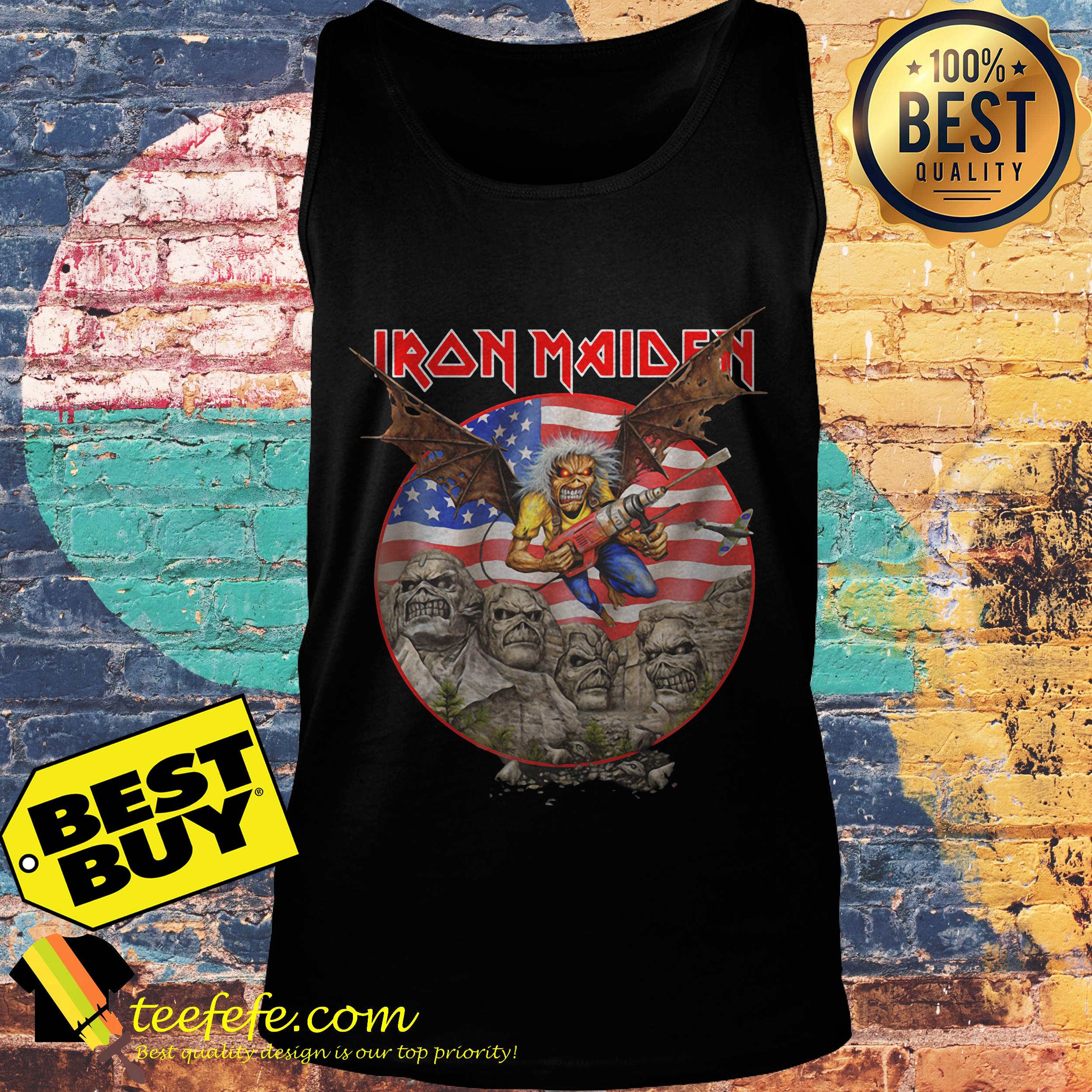 Iron Maiden England Custer USA Flag Shirt