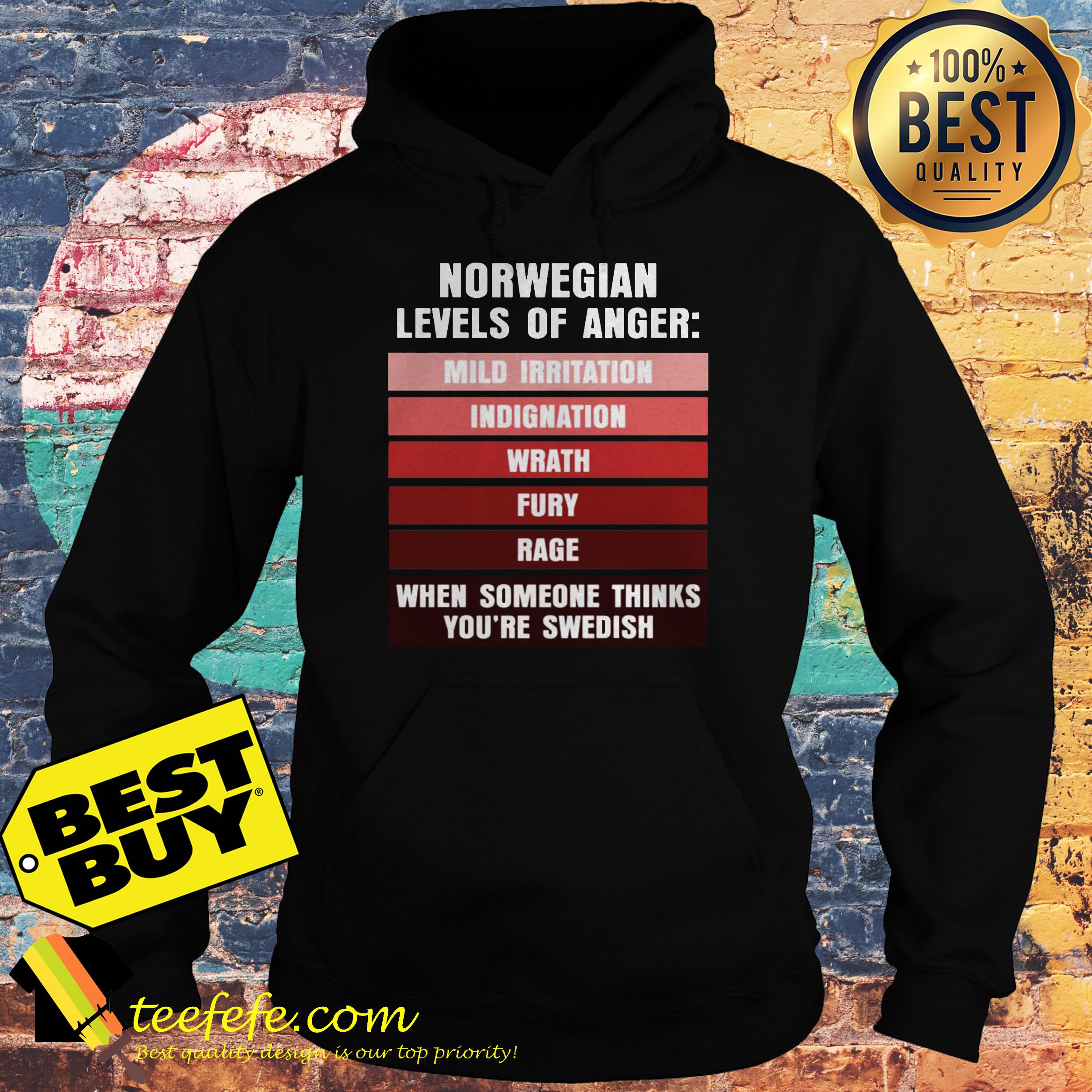 Norwegian levels of anger mild irritation indignation wrath fury race hoodie
