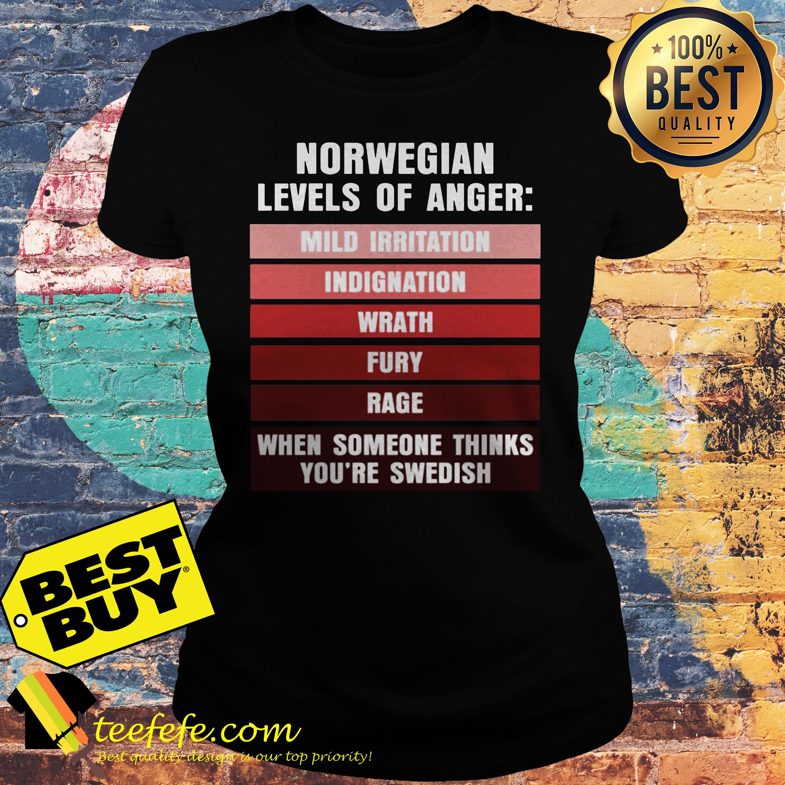 Norwegian levels of anger mild irritation indignation wrath fury race ladies tee