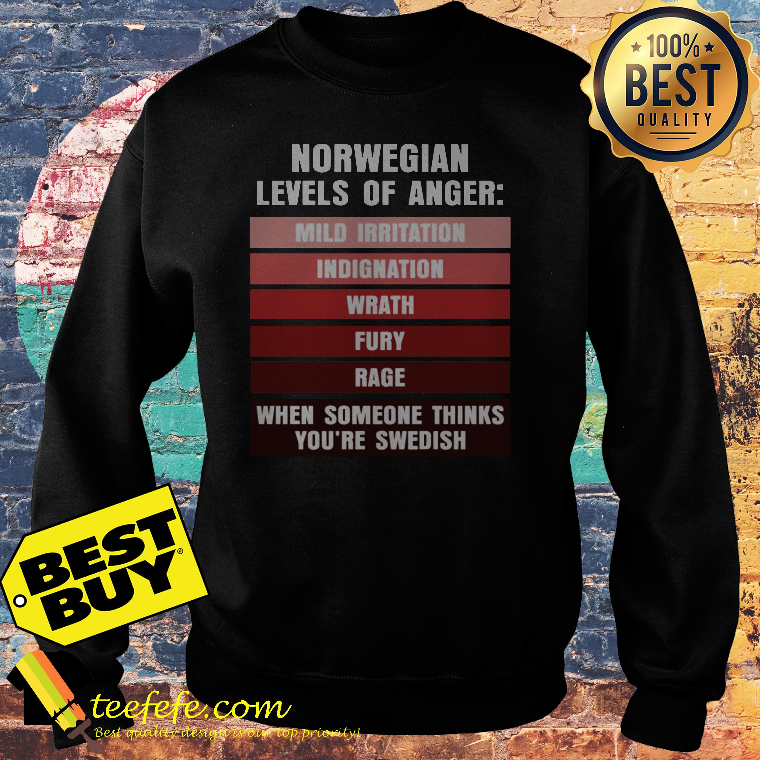 Norwegian levels of anger mild irritation indignation wrath fury race sweatshirt