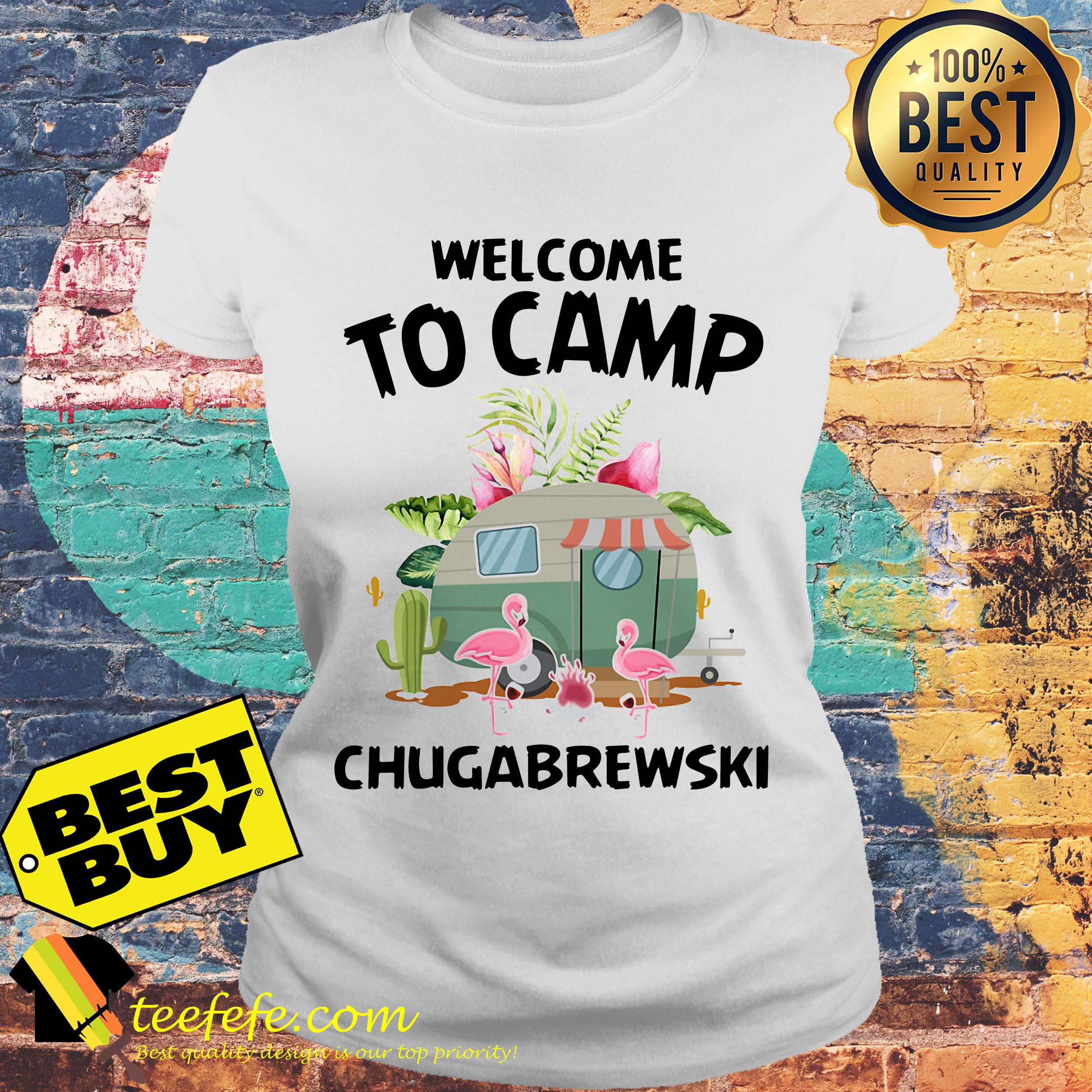 Welcome To Camp Chugabrewski Flamingo Version ladies tee