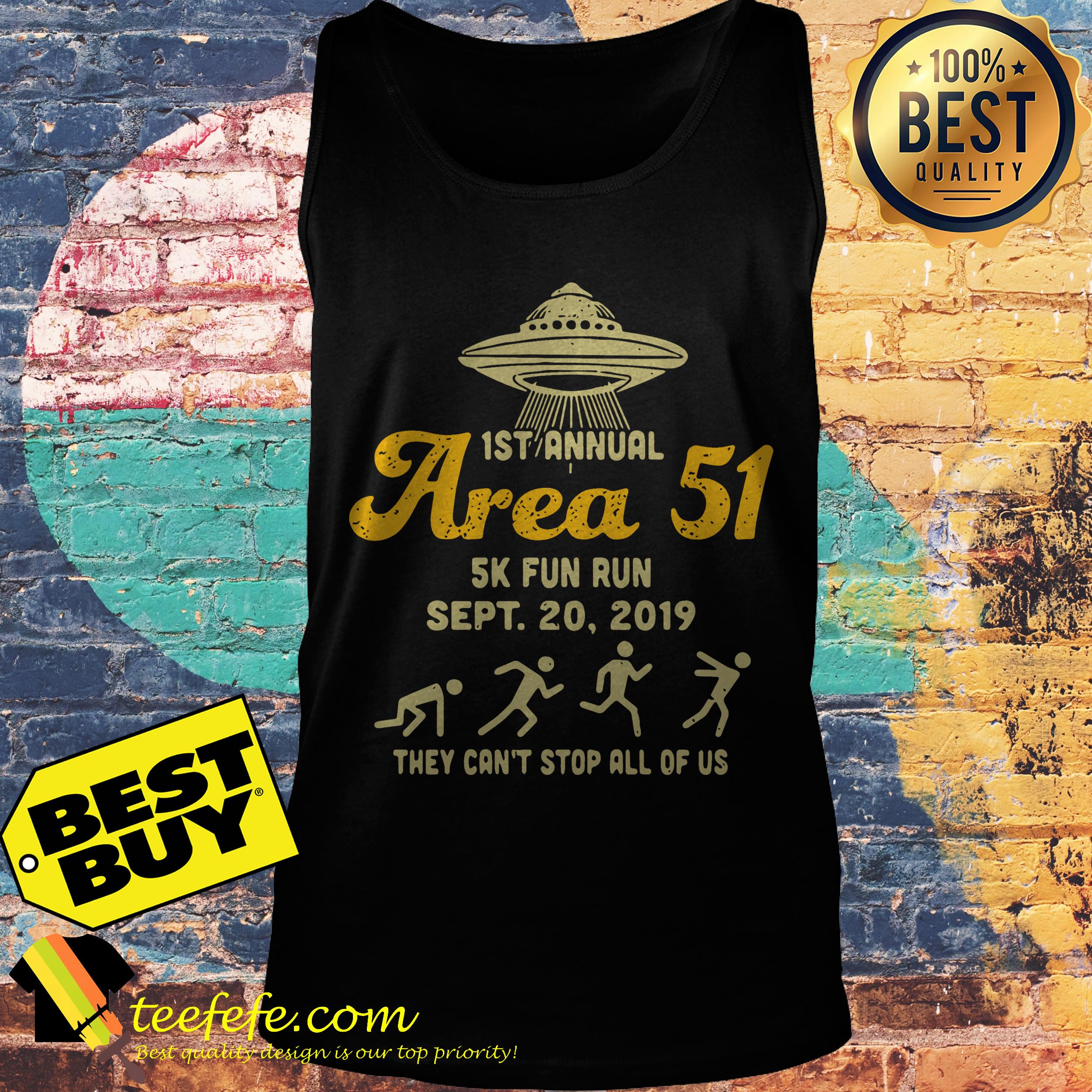 1St annual area 51 5k fun run UFOs tank top