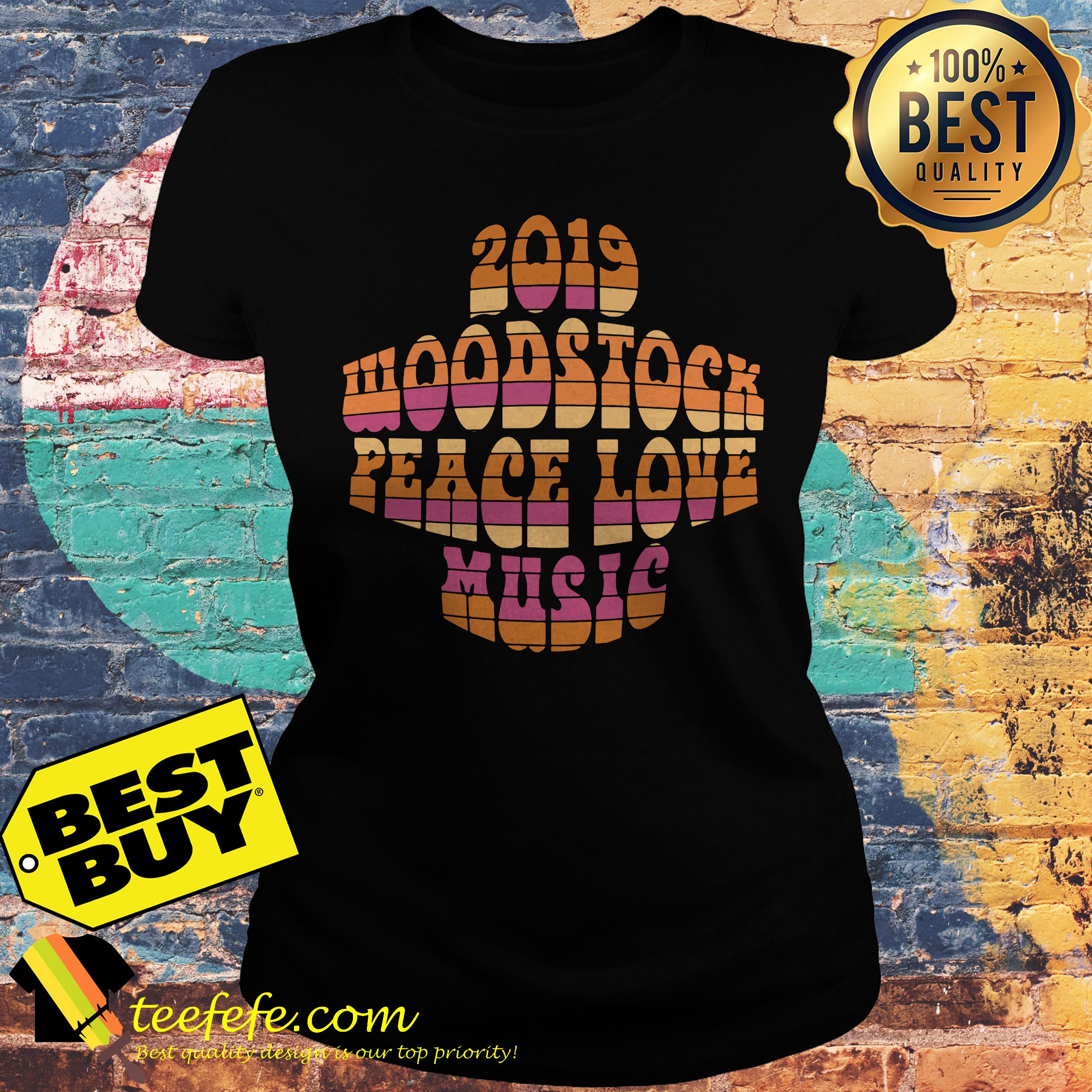 2019 Woodstock peace love music ladies tee