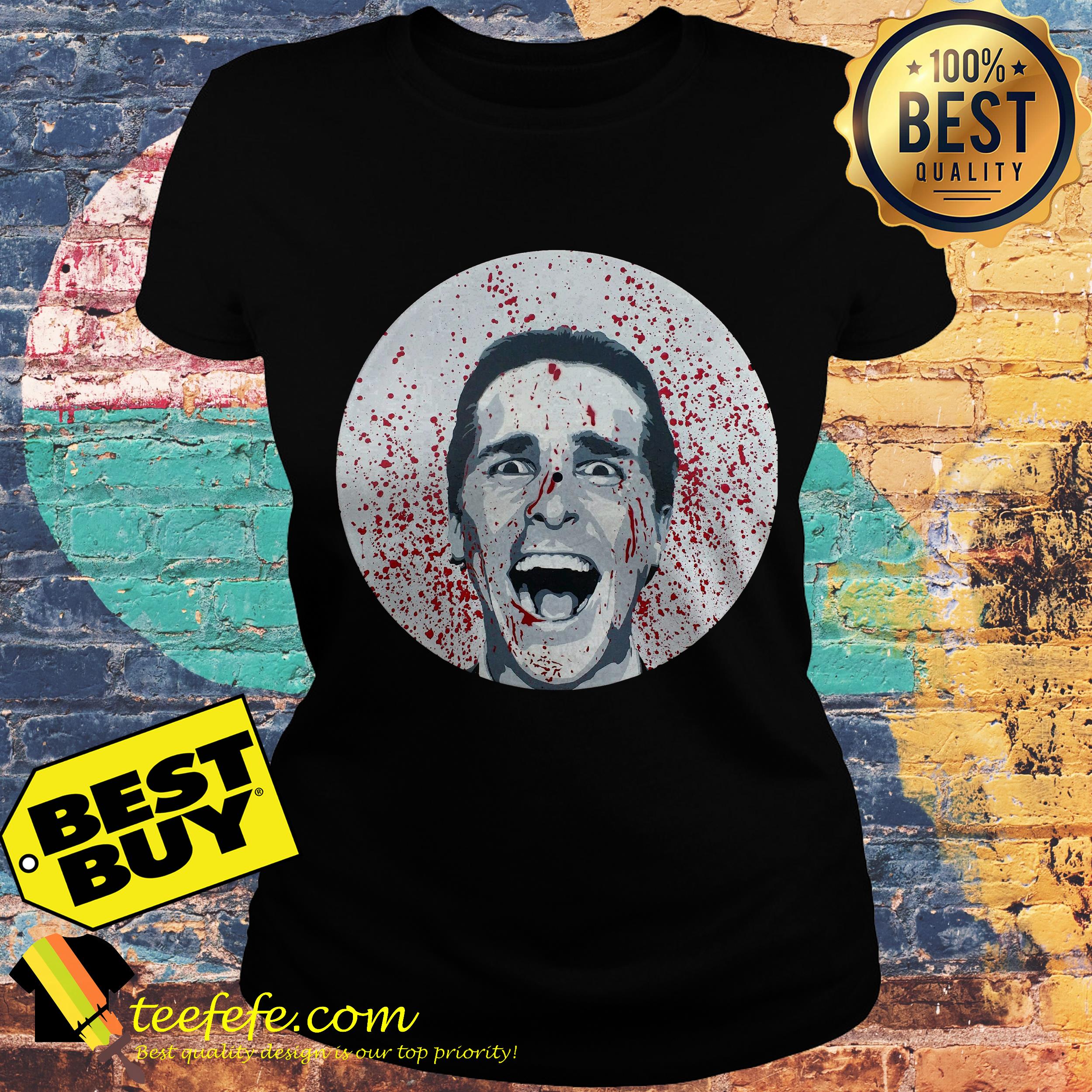 American Psycho Patrick Bateman Spray Paint and Stencil Vinyl Record Art ladies tee