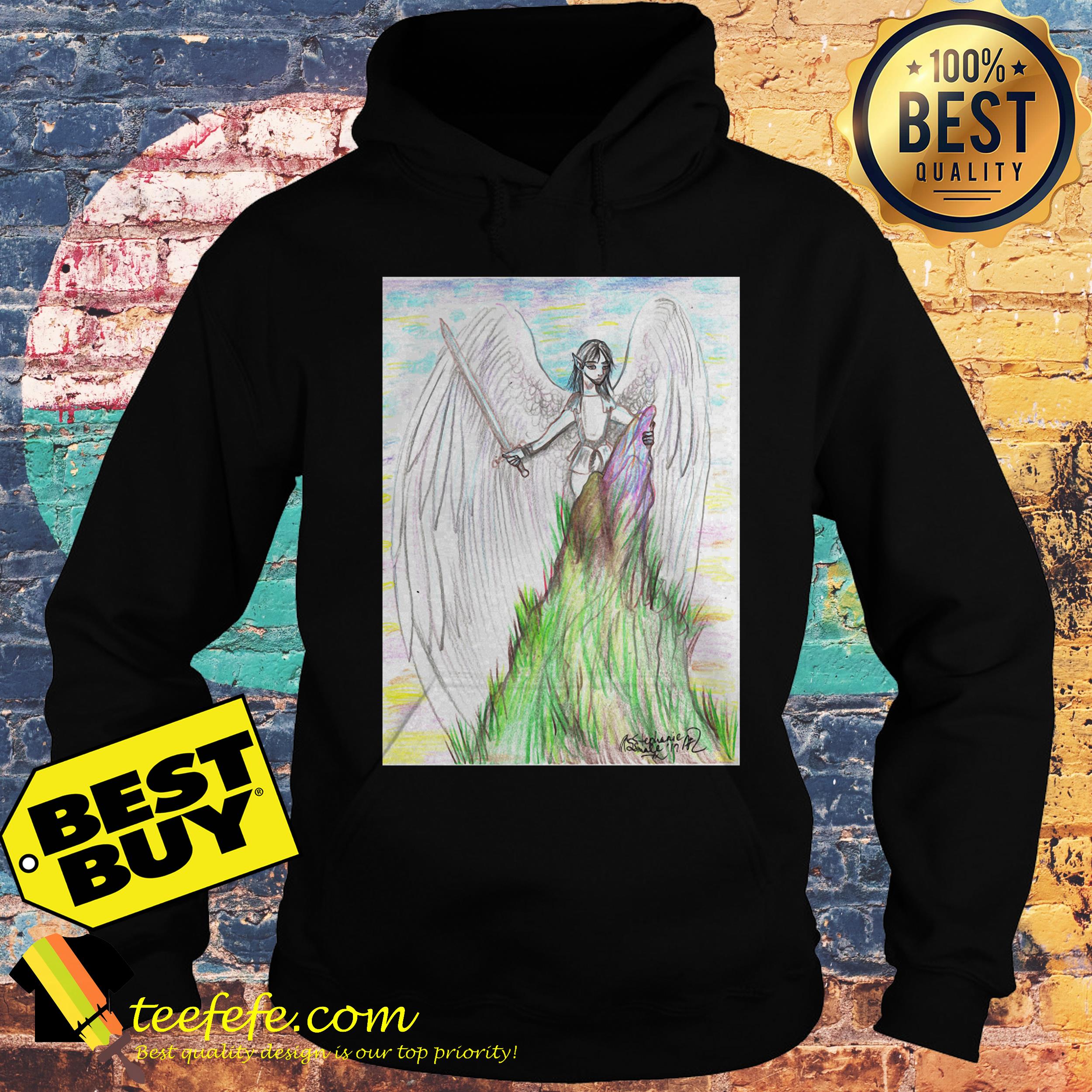 Archangel Angel winged man flying sword mountain god hoodie