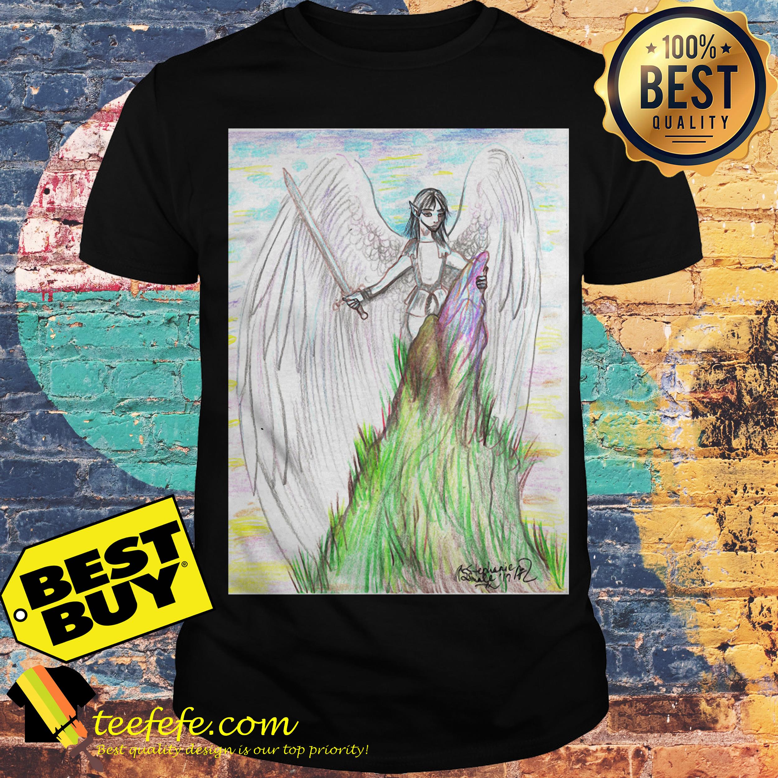 Archangel Angel winged man flying sword mountain god shirt