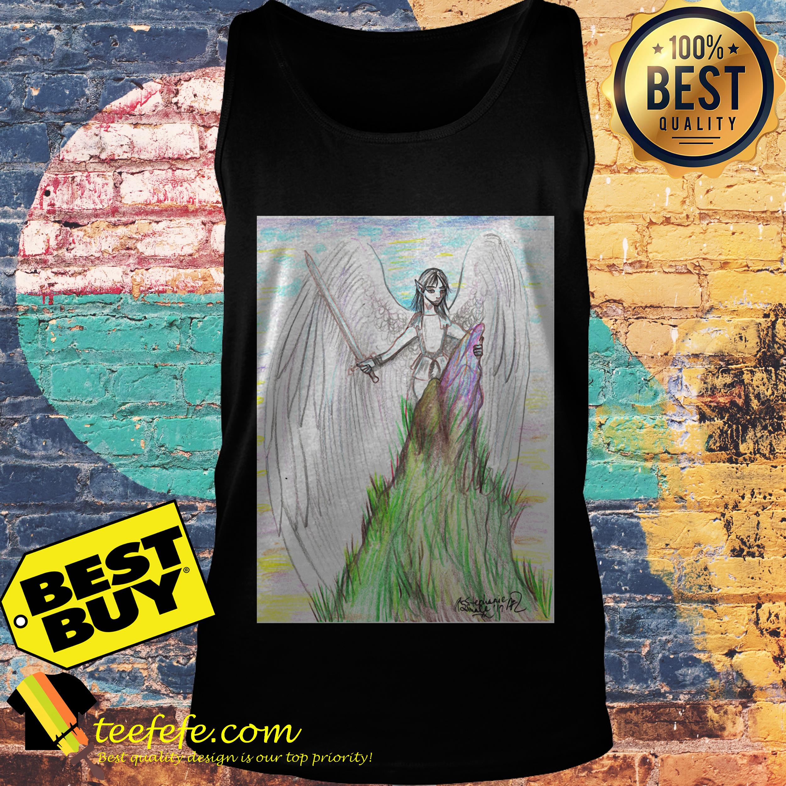 Archangel Angel winged man flying sword mountain god tank top