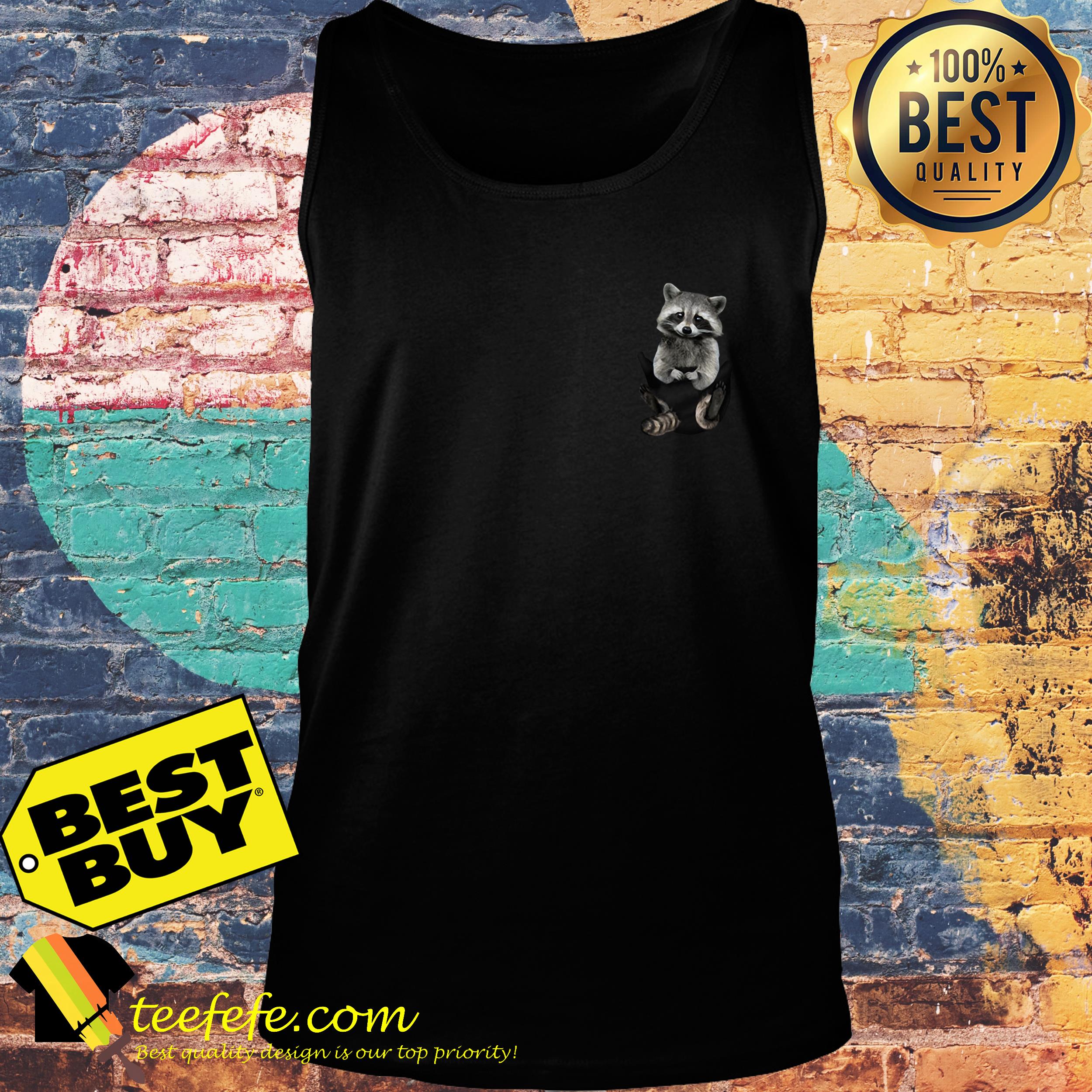 Raccoon In Pocket tank top