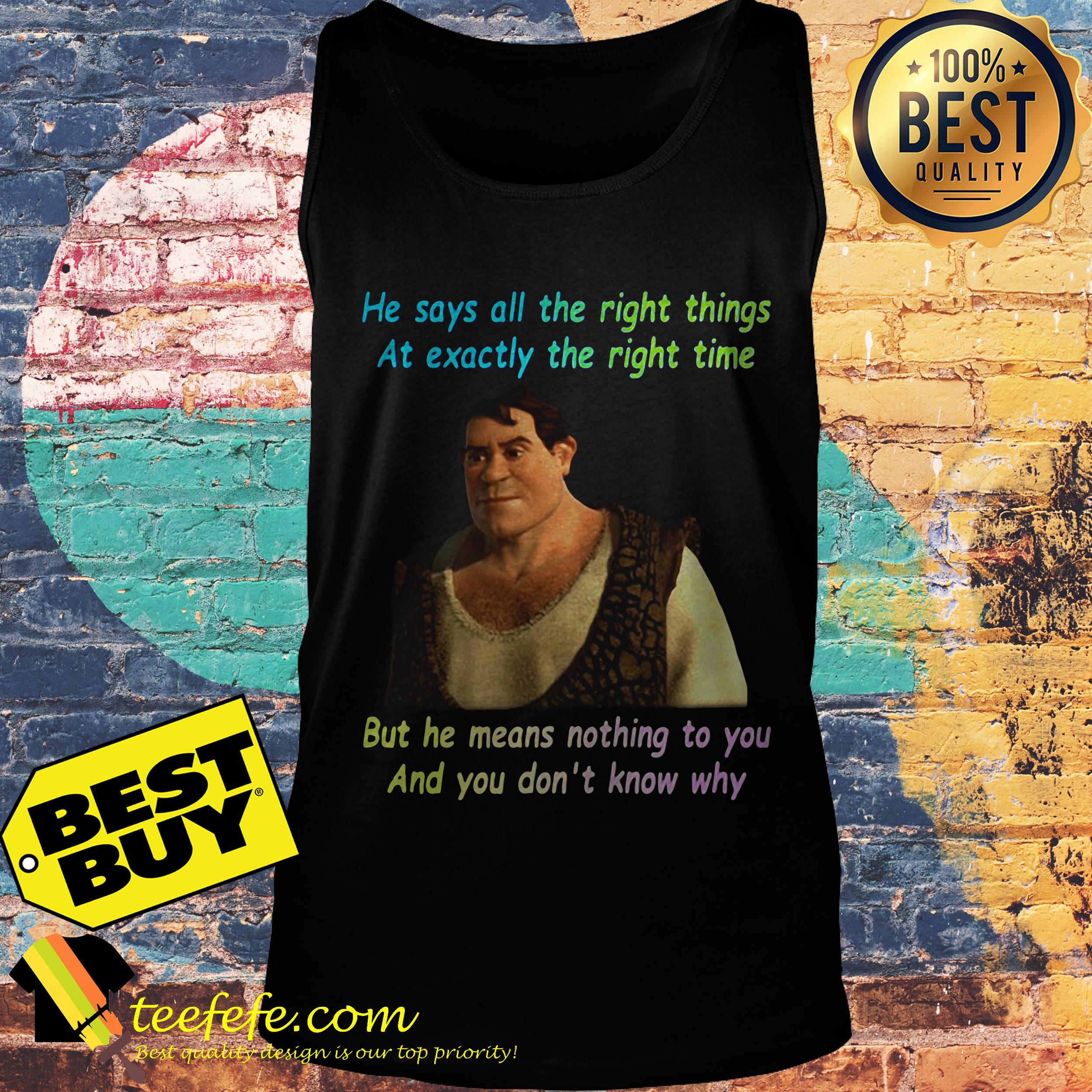 He Says All The Right Things At Exactly The Right Time Shrek tank top