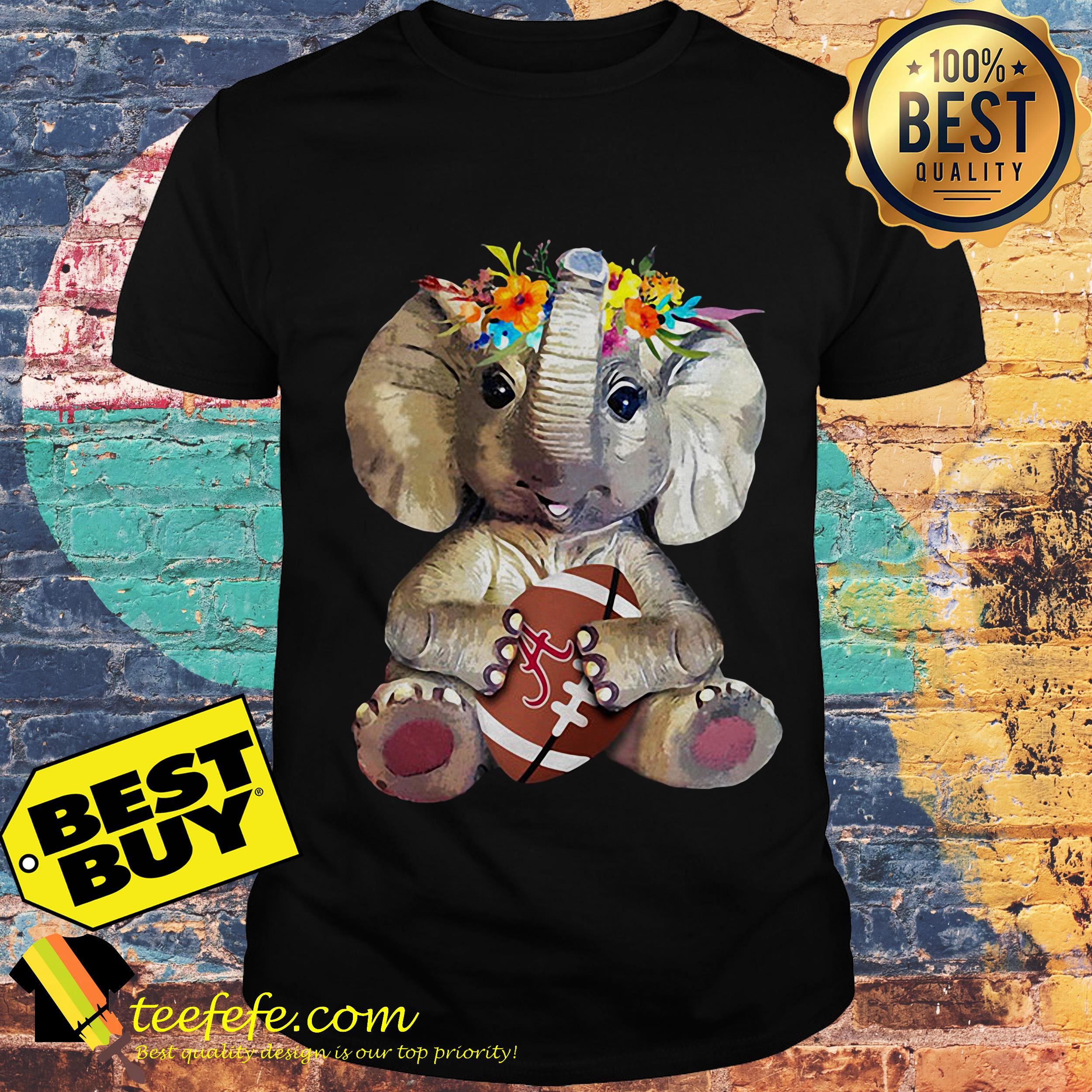 The elephant with the wreath embraces the baseball ball very happy shirt