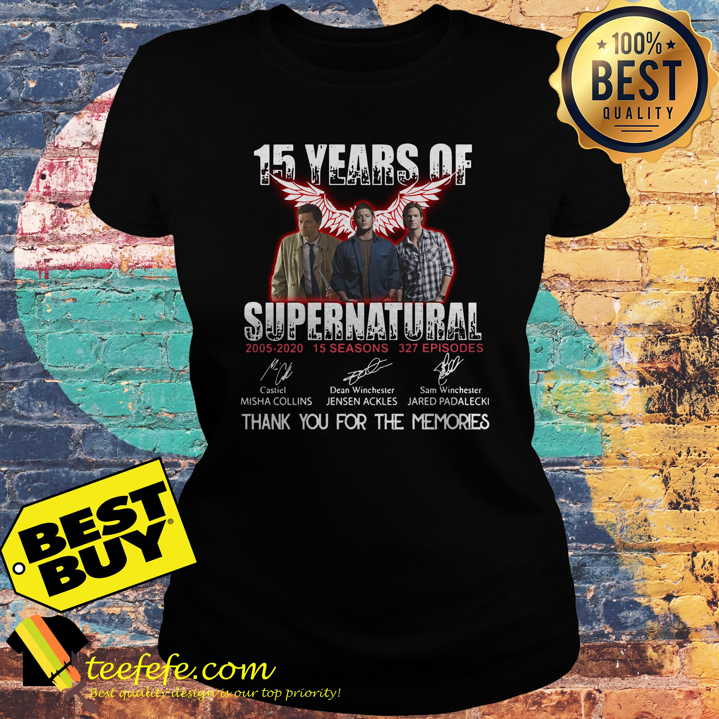 15 Years of Supernatural all signature thank you for the memories ladies tee