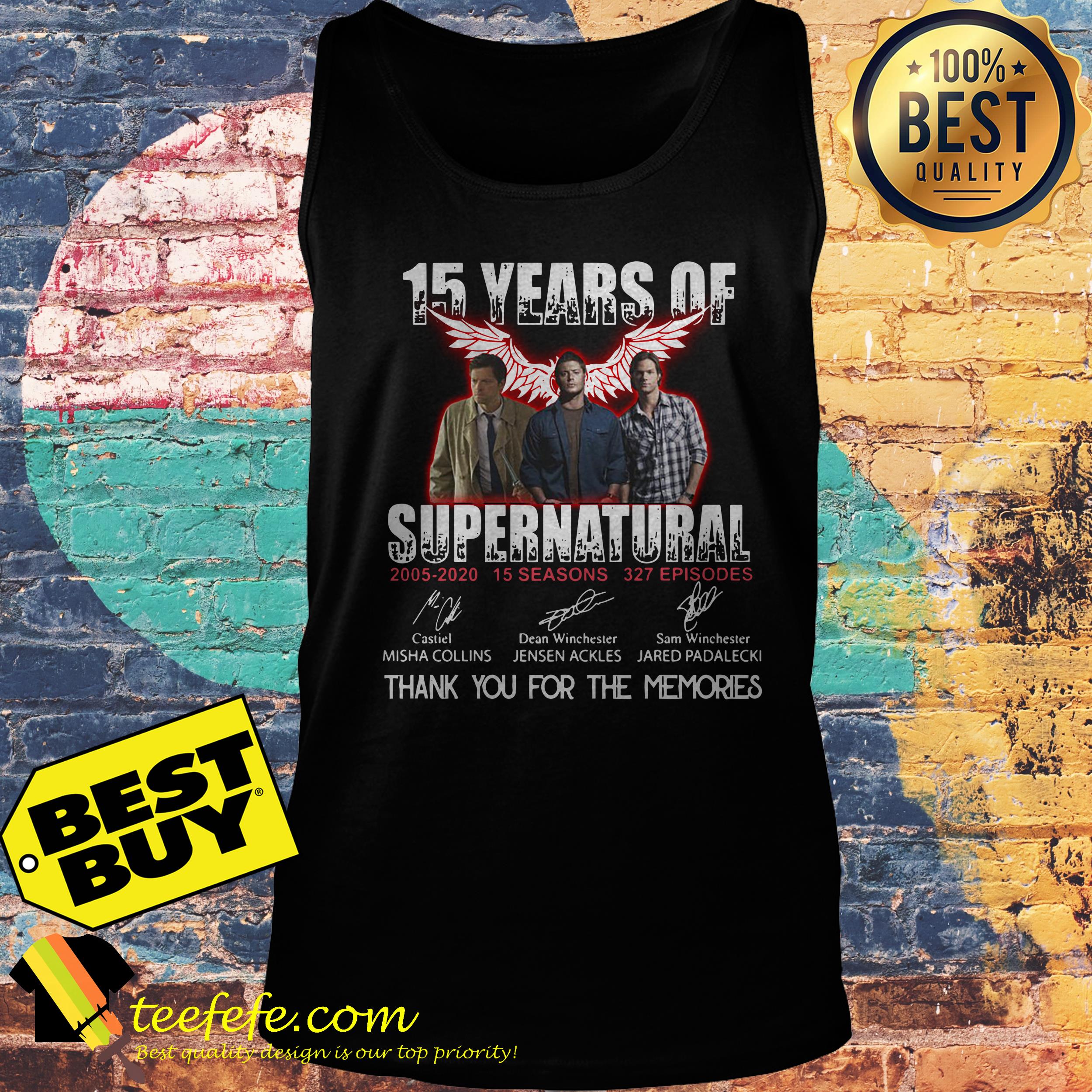 15 Years of Supernatural all signature thank you for the memories tank top