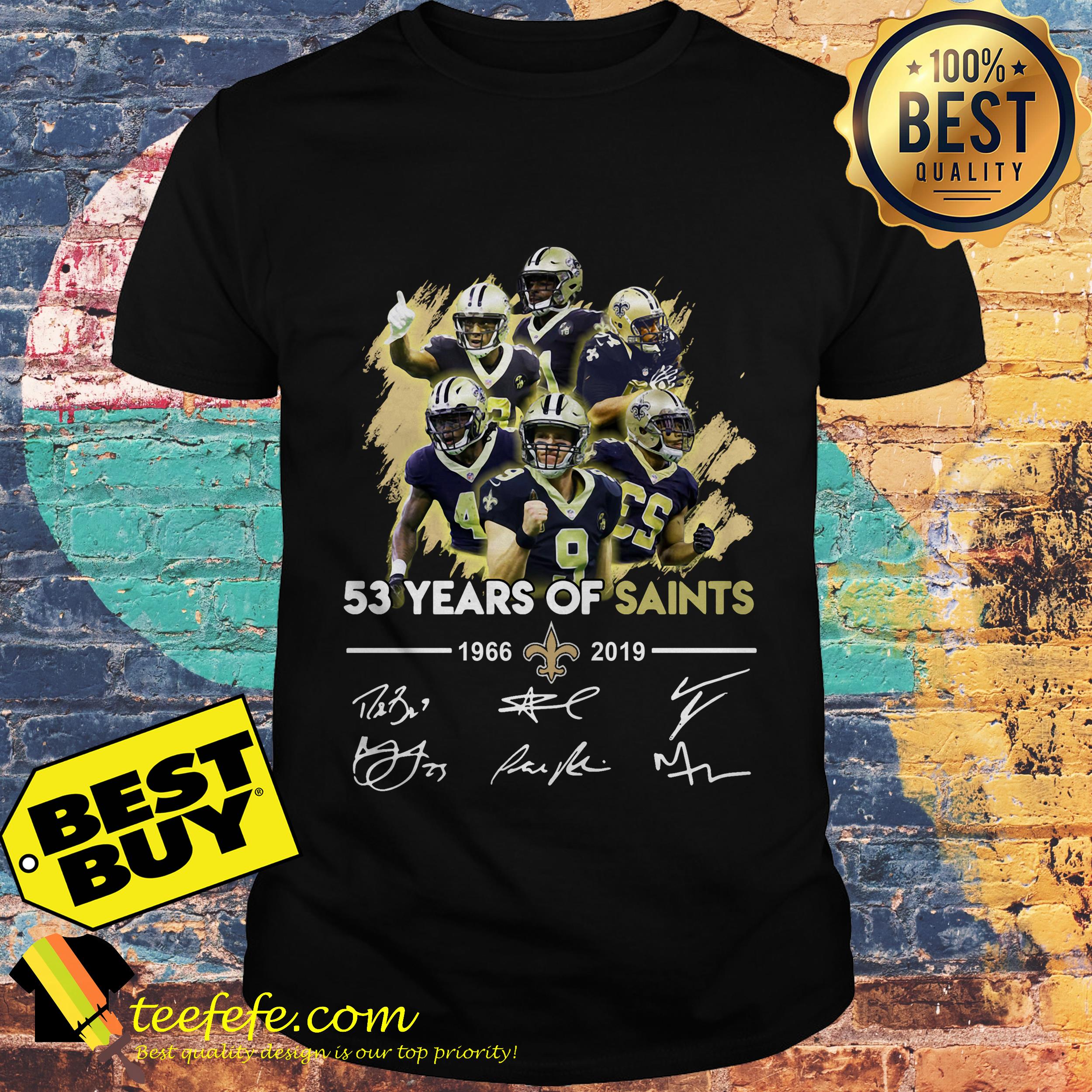 53 years of New Orleans Saints 1966-2019 signatures shirt
