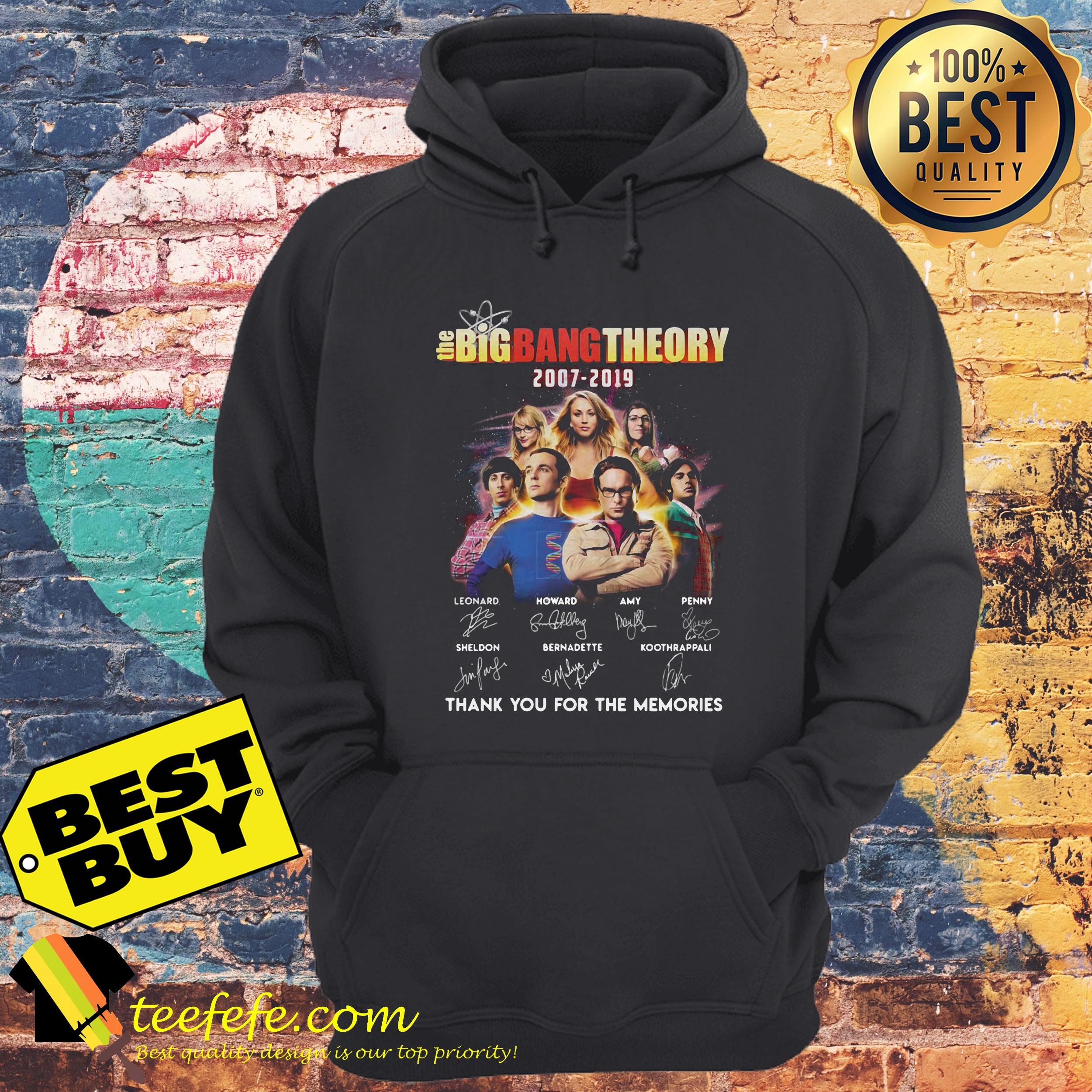 The Bigbang Theory 2007-2019 signature thank you for the memories shirt The Bigbang Theory 2007-2019 signature thank you for the memories hoodie