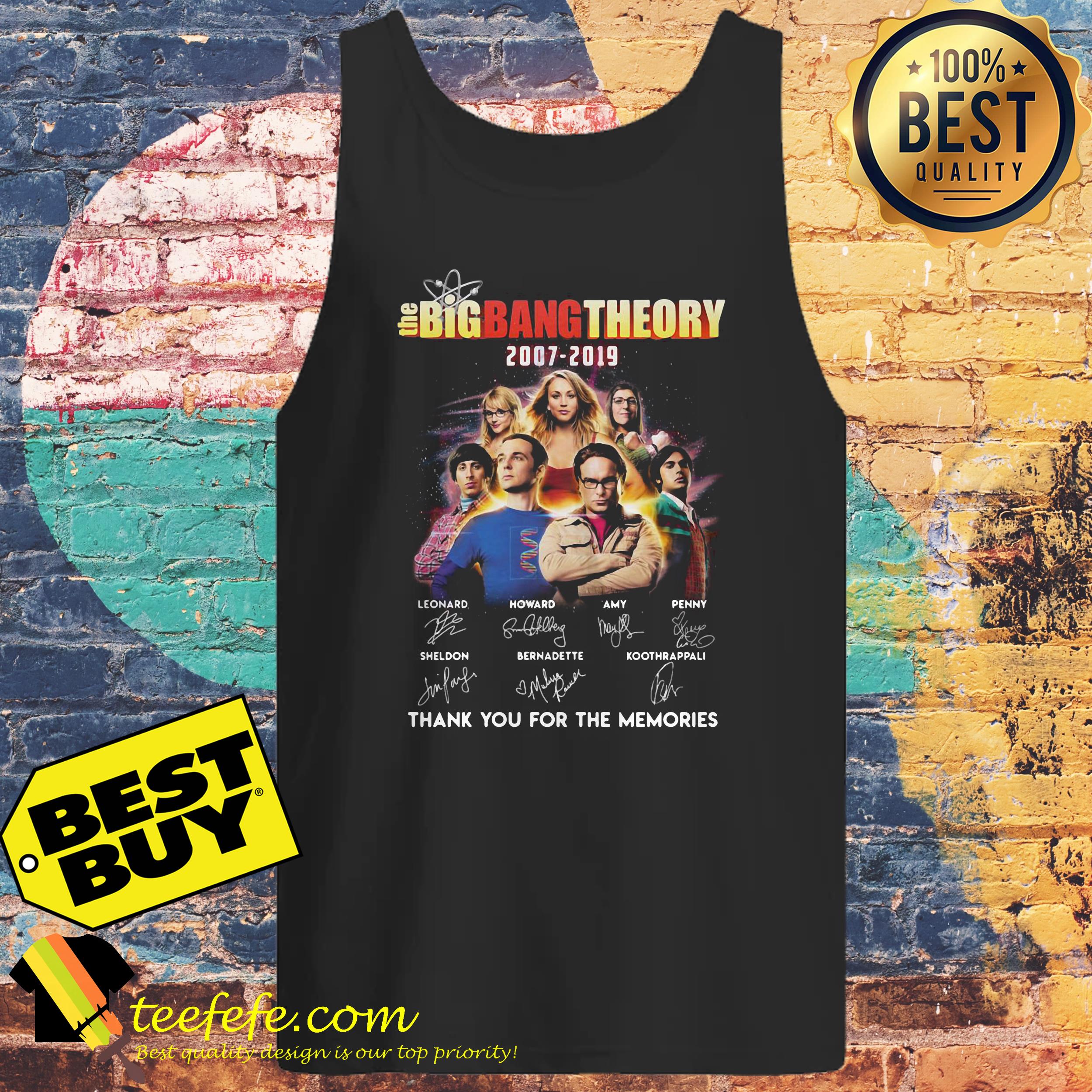 The Bigbang Theory 2007-2019 signature thank you for the memories shirt The Bigbang Theory 2007-2019 signature thank you for the memories tank top