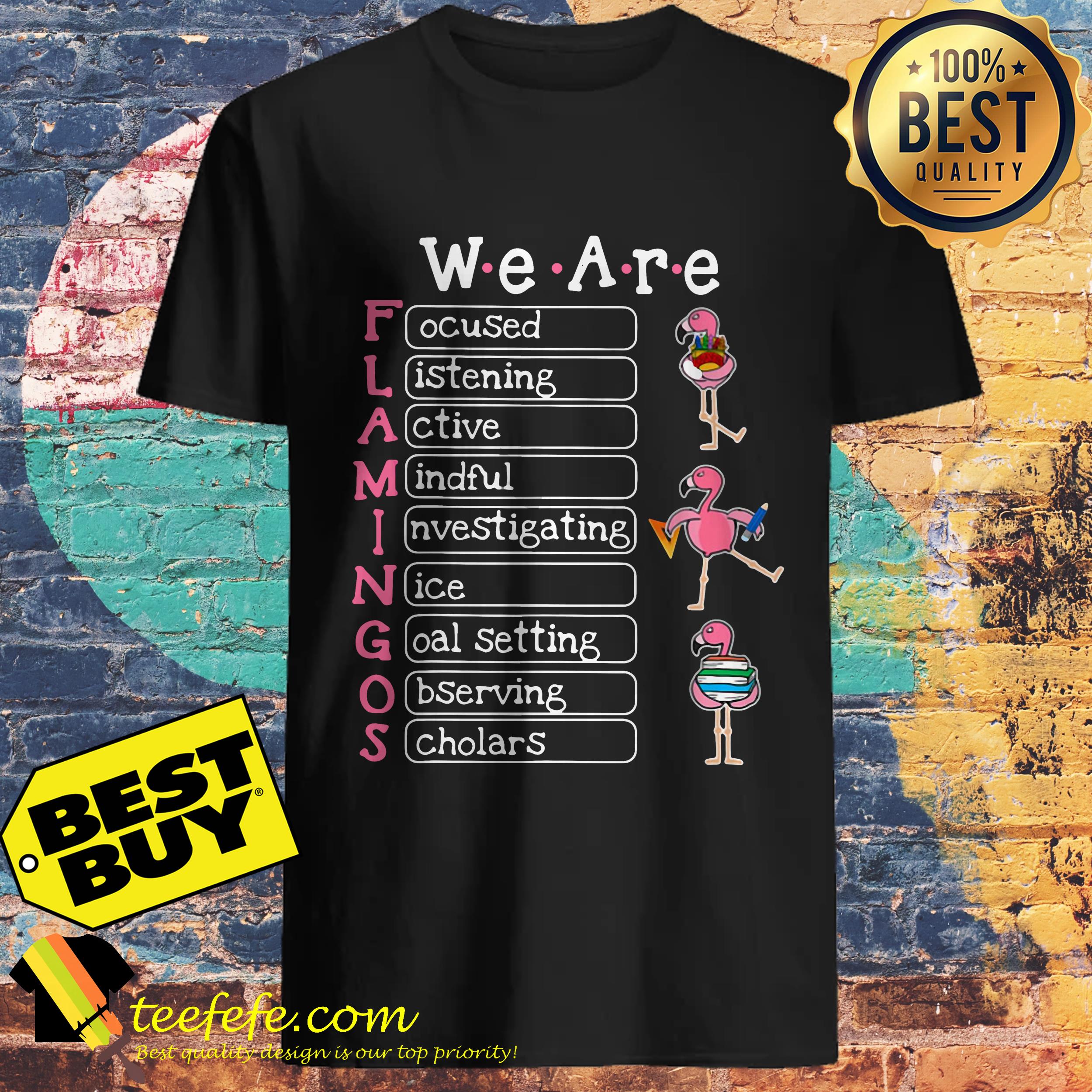 Flamingo We are focused listening active Mindful Investigating shirt