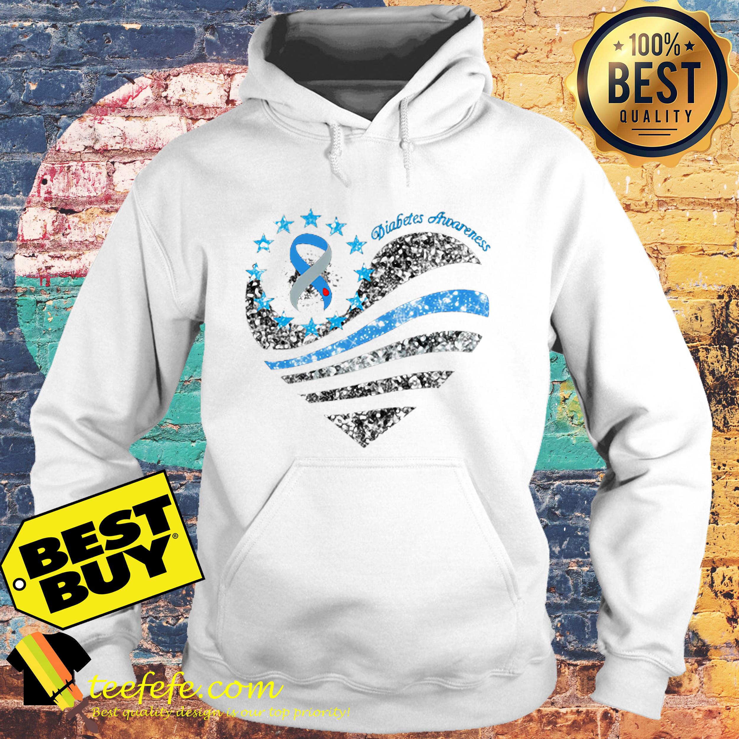 Glitter Diabetes Awareness Betsy Ross heart hoodie