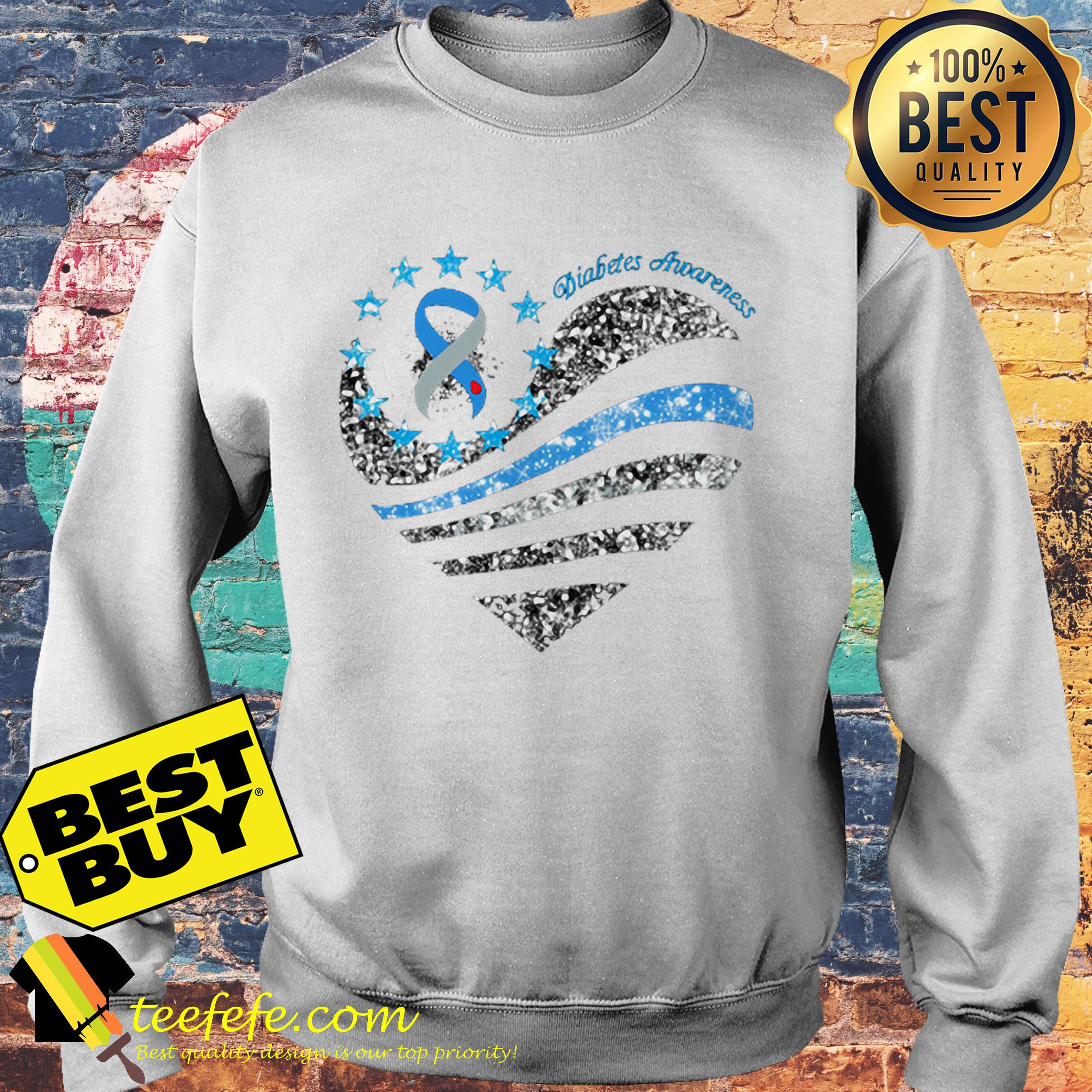 Glitter Diabetes Awareness Betsy Ross heart sweatshirt