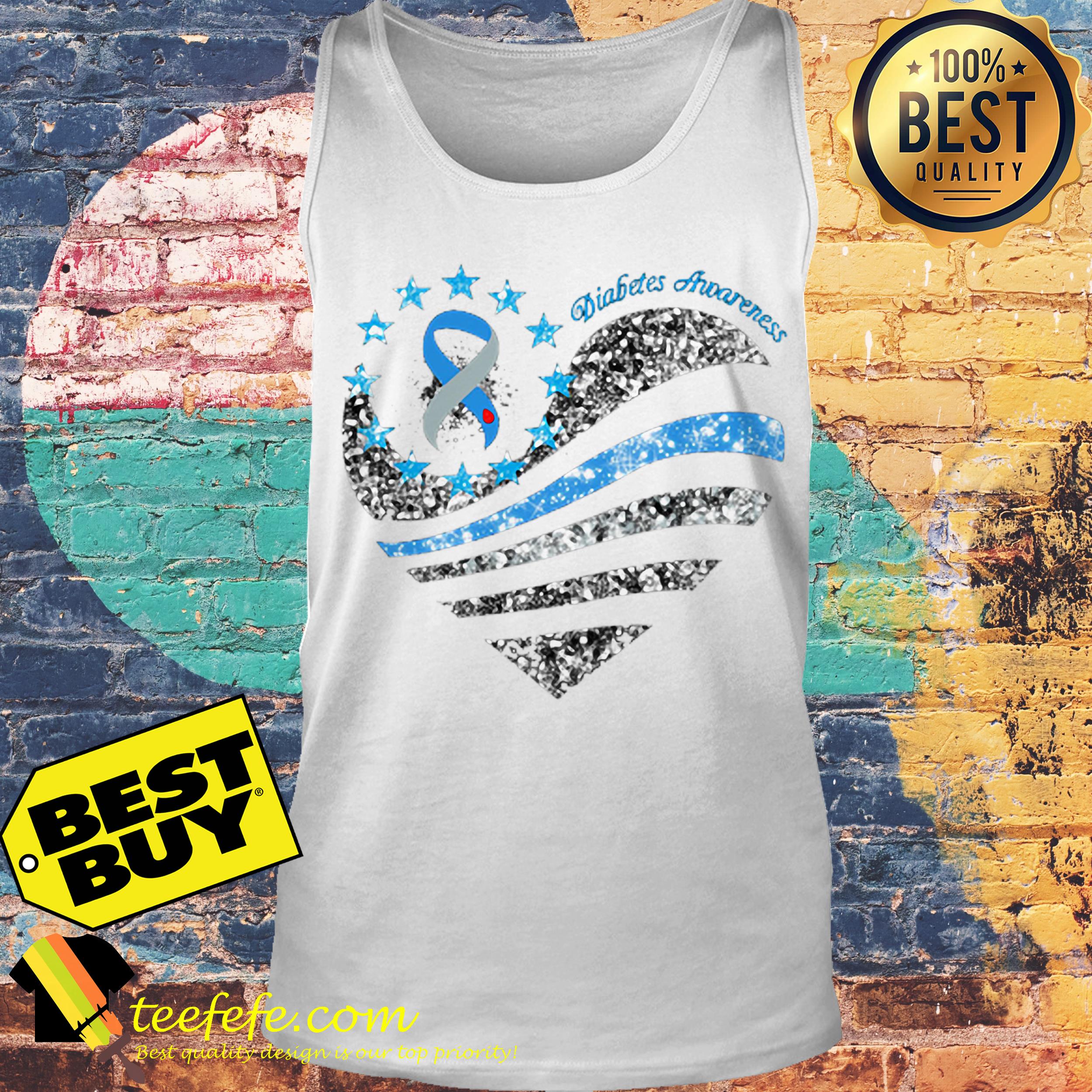 Glitter Diabetes Awareness Betsy Ross heart tank top