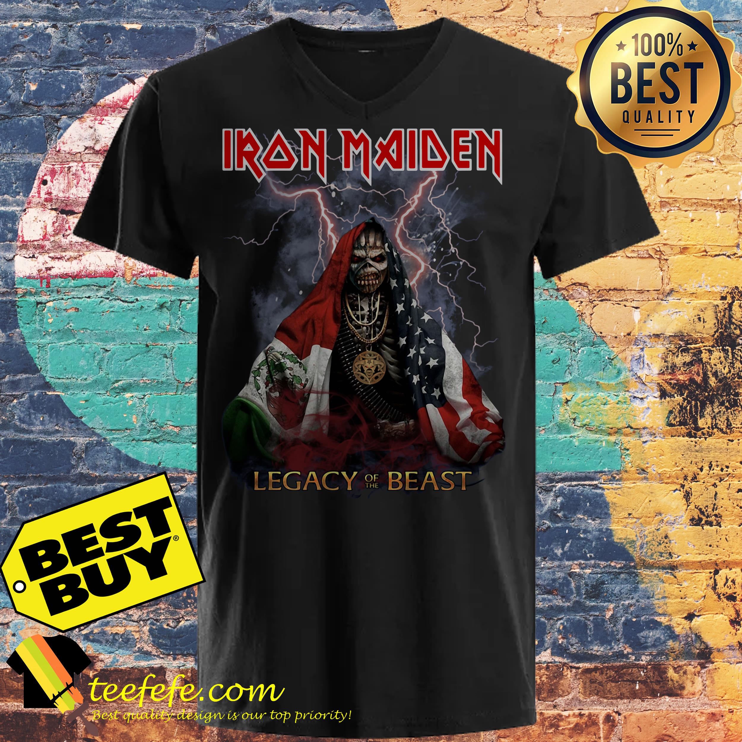 Iron Maiden Legacy Beast American flag ladies tee