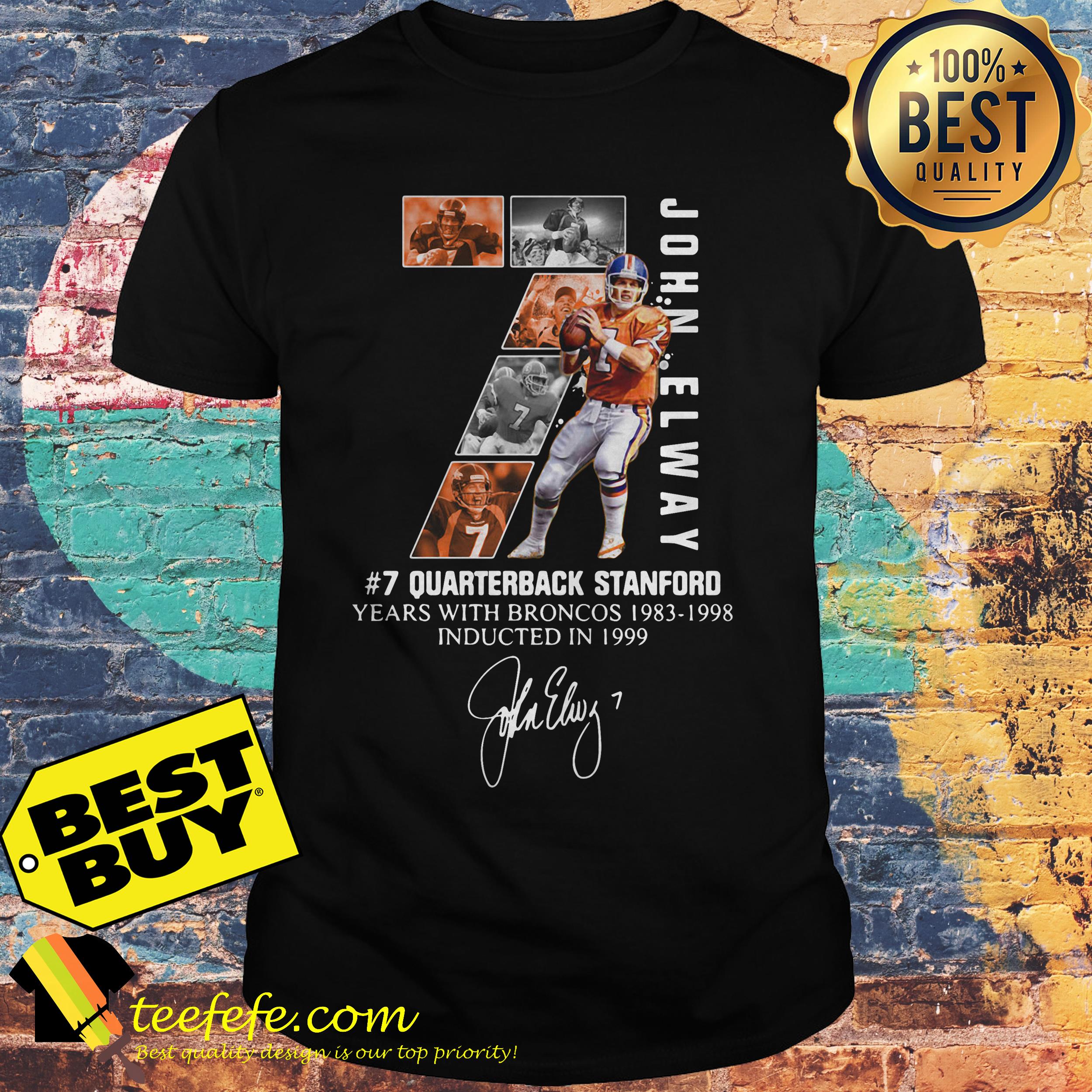 John Elway 7 quarterback stanford years with Broncos 1983-1998 signature shirt