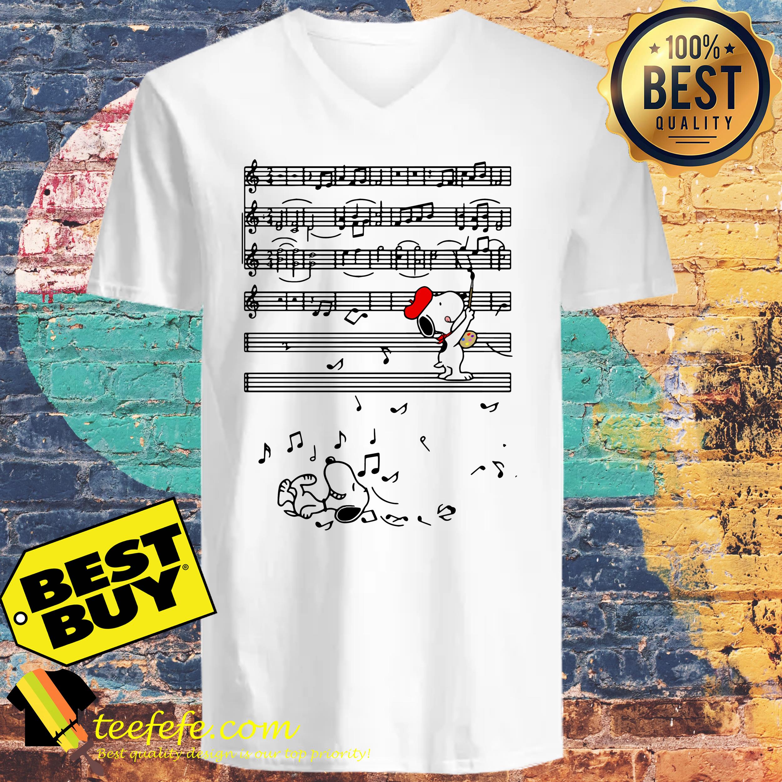 Snoopy and Woodstock music staves shirt Snoopy and Woodstock music staves ladies tee