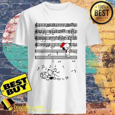 Snoopy and Woodstock music staves shirt