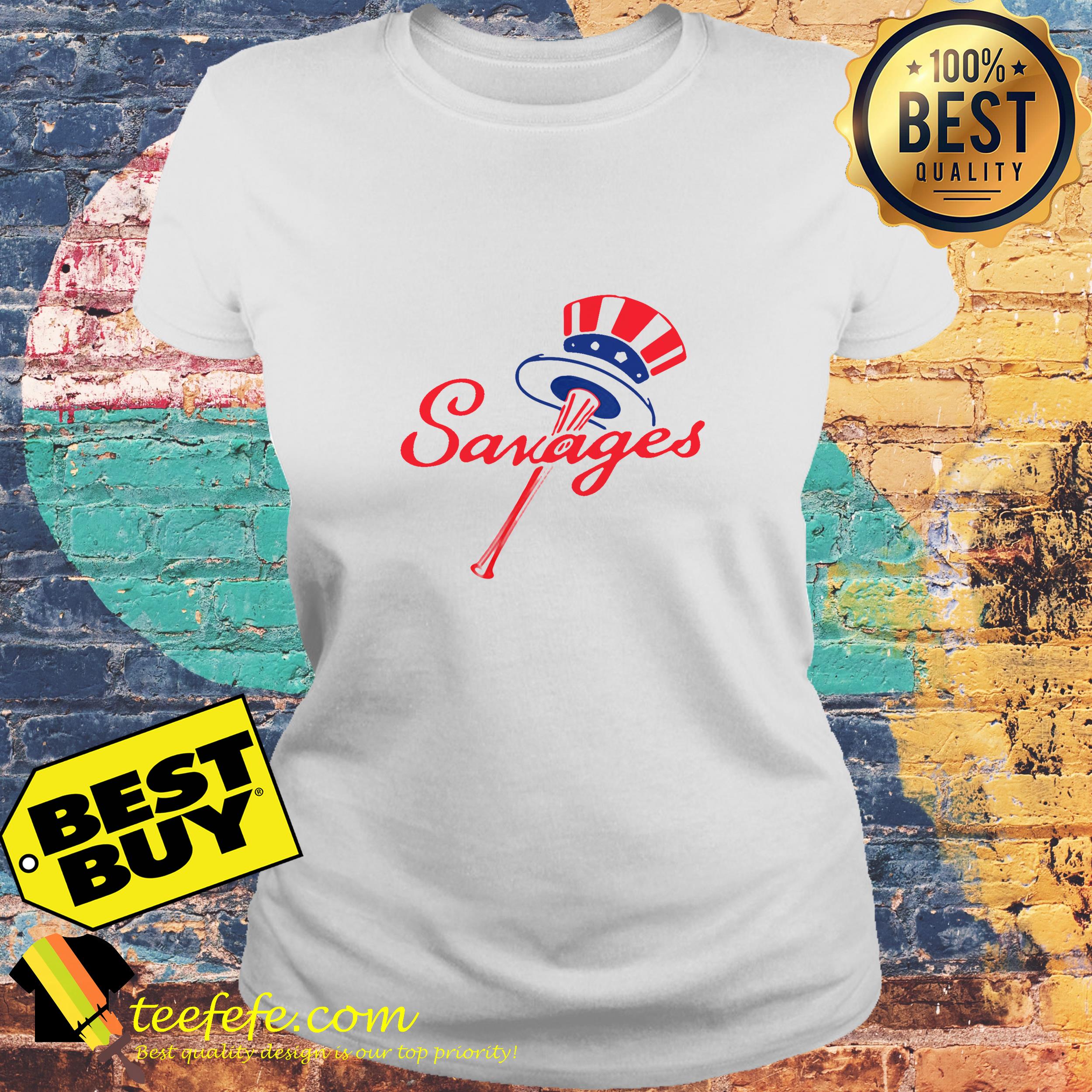 Yankees Fucking Savages logo ladies tee