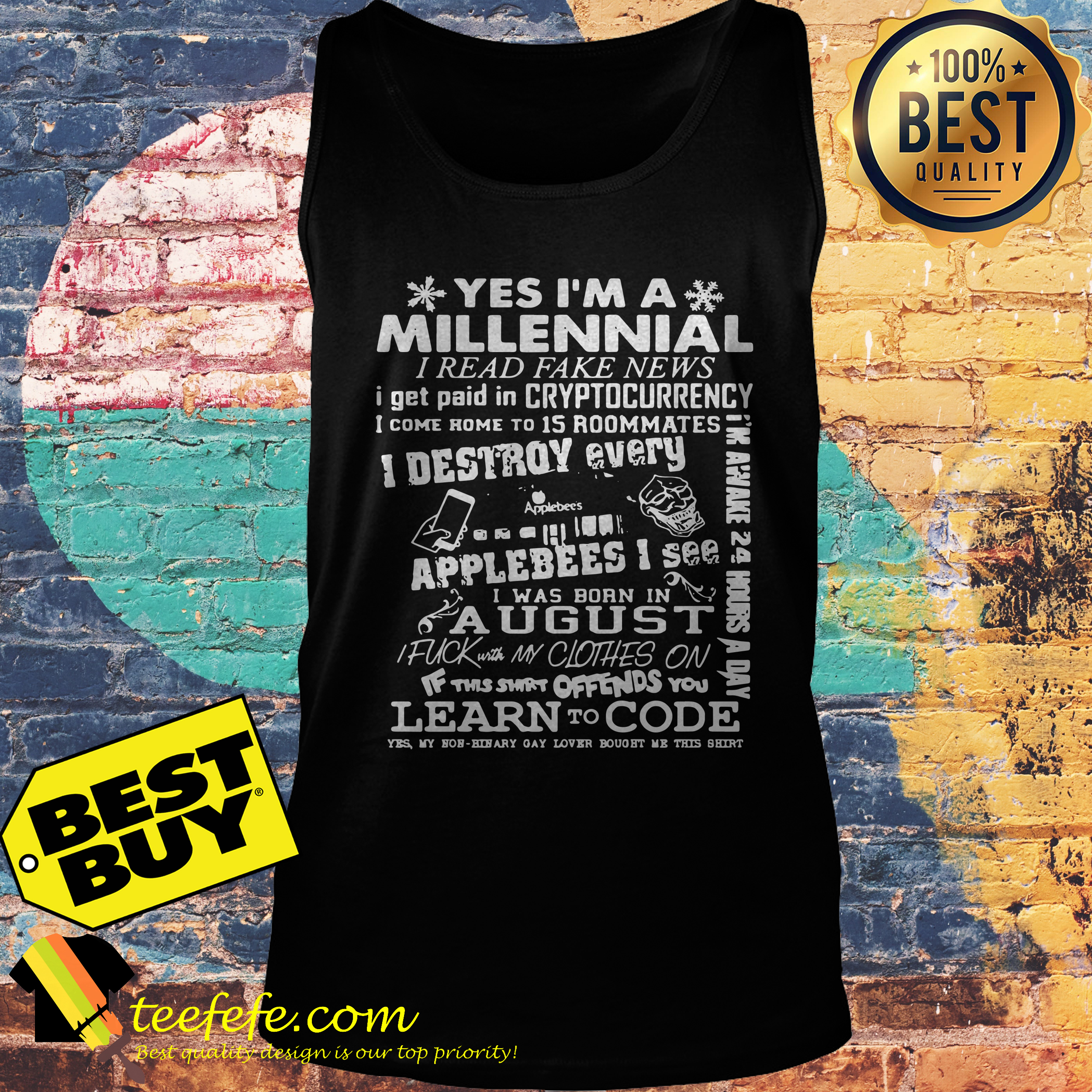 Yes I'm A Millennial I Read Fake News I Get Paid In Cryptocurrency tank top