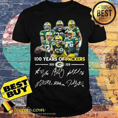 100 years of Green Bay Packers 1919-2019 thank you for memories Signatures shirt
