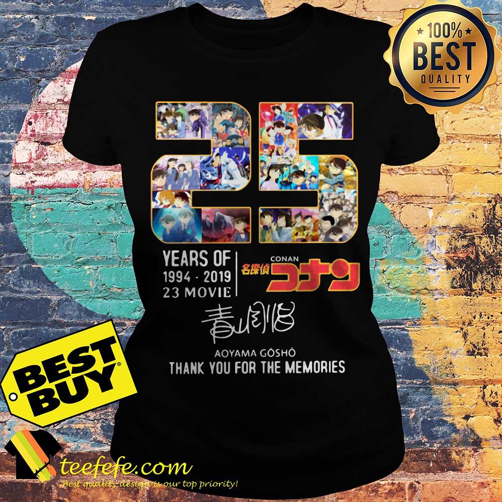 25 Years Of 23 Movie 1994-2019 Detective Conan Aoyama Gosho Signatures ladies tee