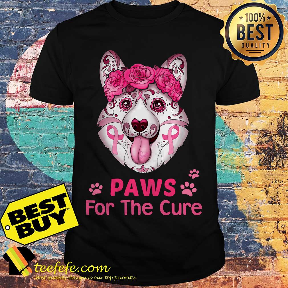 Breast cancer Corgi paws for the cure shirt