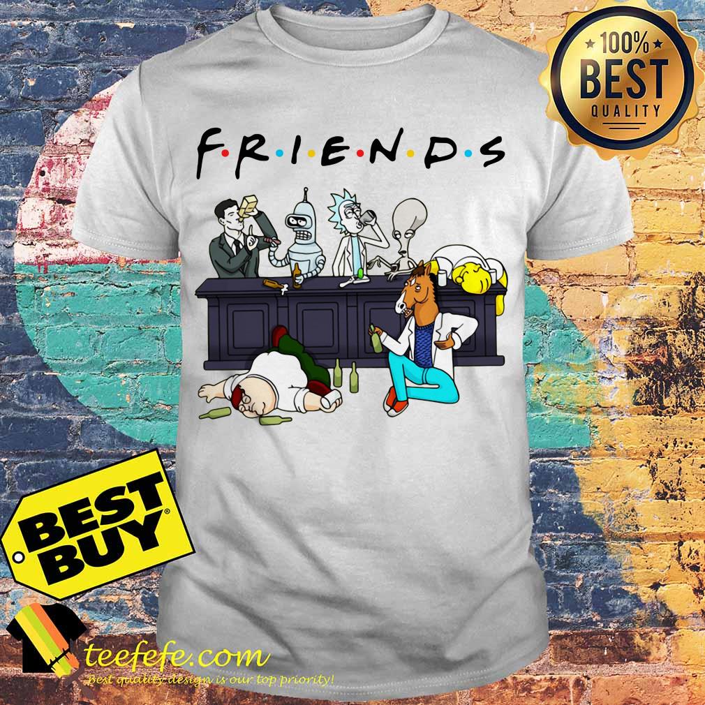 Cartoon characters on Netflix friends shirt Cartoon characters on Netflix friends shirt