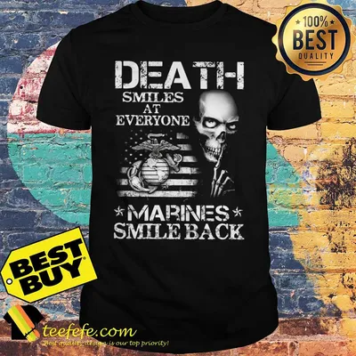 Death smiles at everyone Marines smile back Halloween shirt