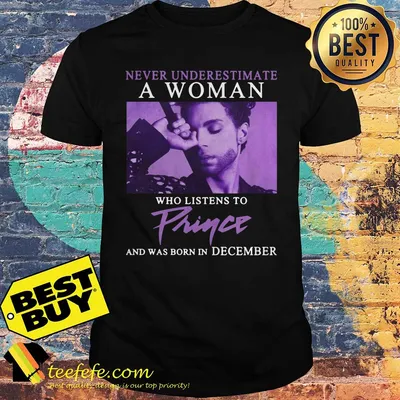 Never underestimate a Woman who listens to Prince and was born in December shirt