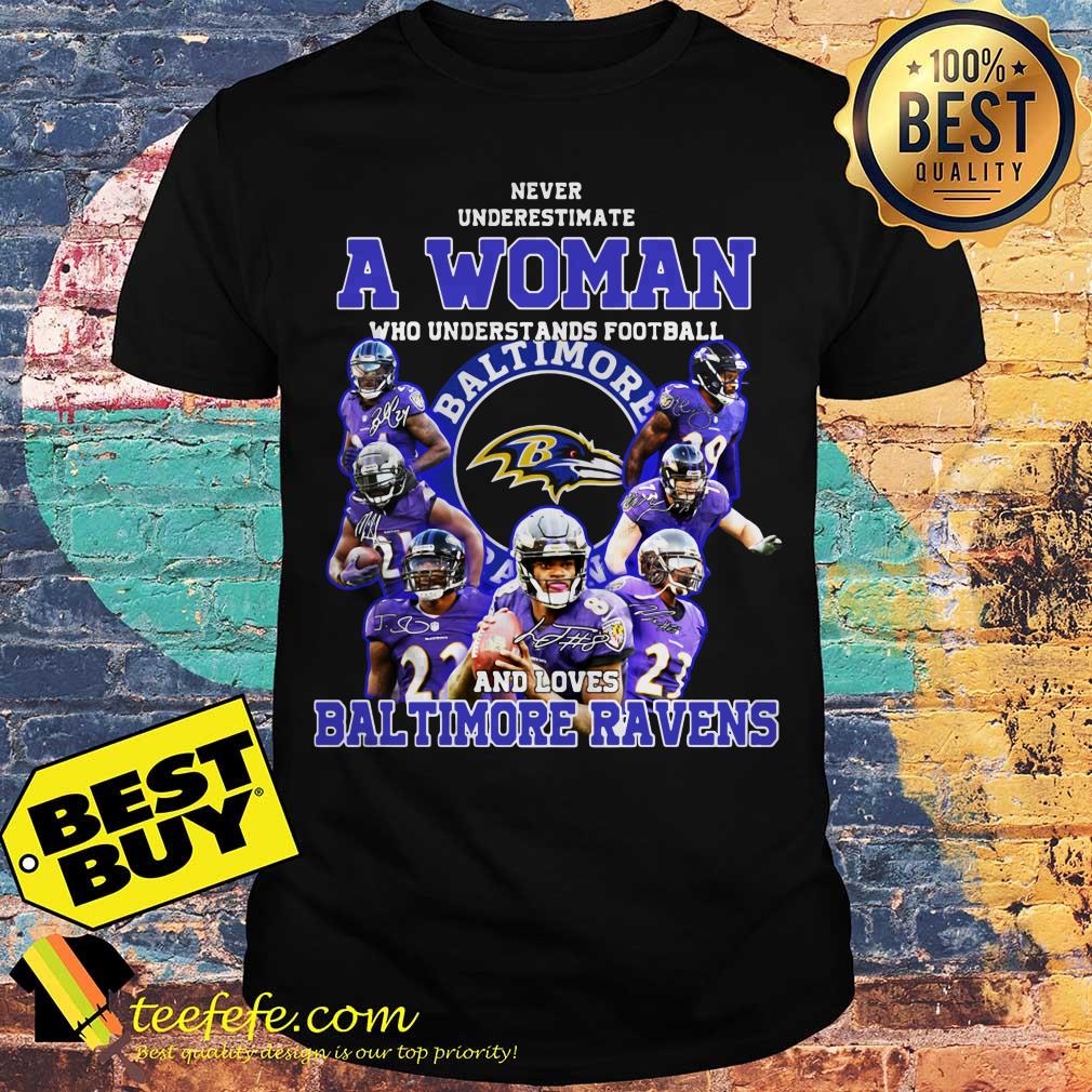 Never underestimate a woman who understands Baltimore Ravens shirt Never underestimate a woman who understands Baltimore Ravens shirt