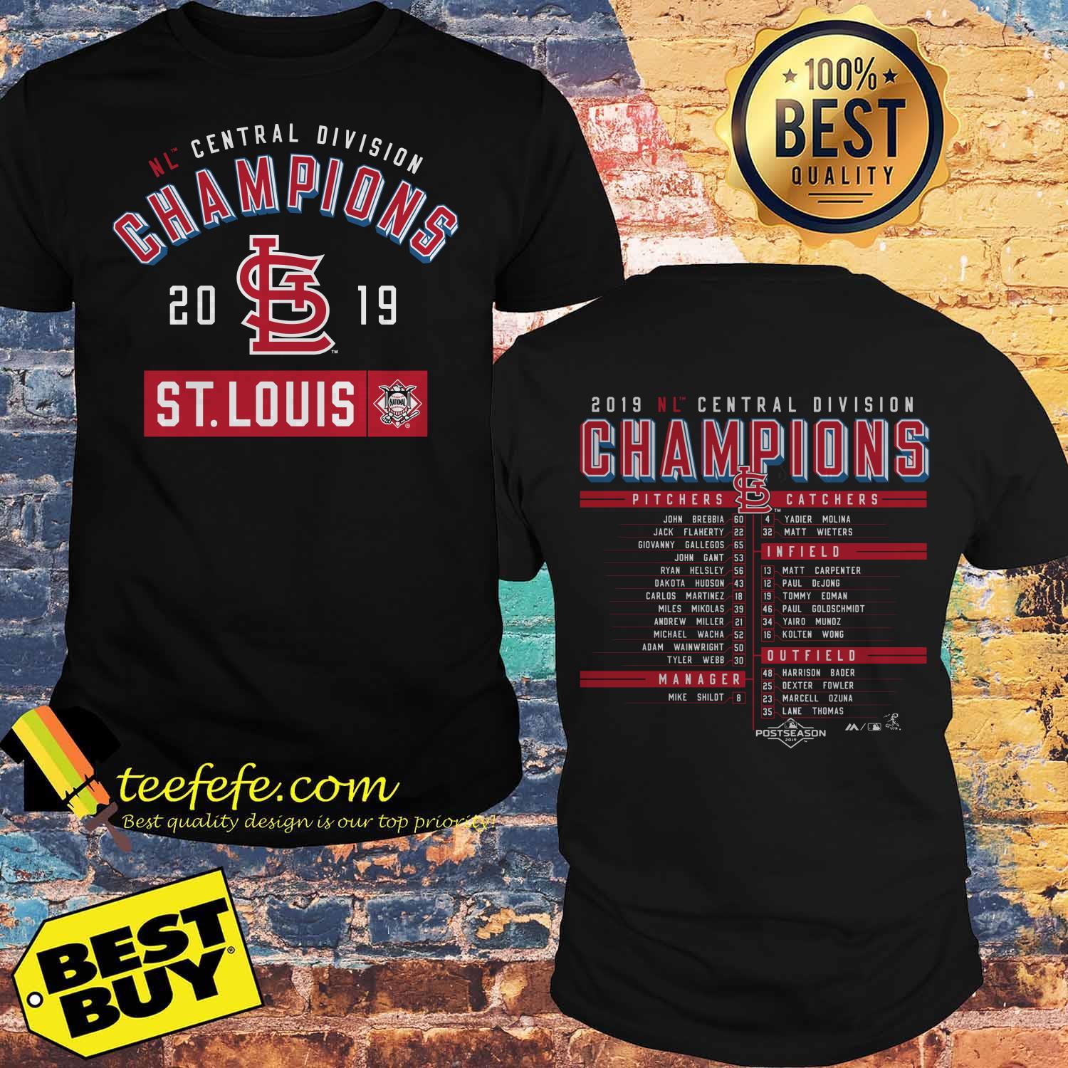 St.Louis cardinals majestic 2019 NL central division Champions base runner roster shirt