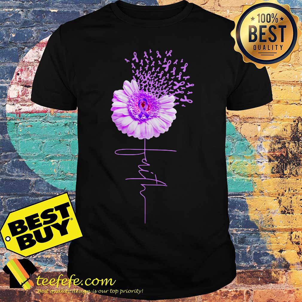 Violet Ribbon Daisy Faith Breast Cancer shirt