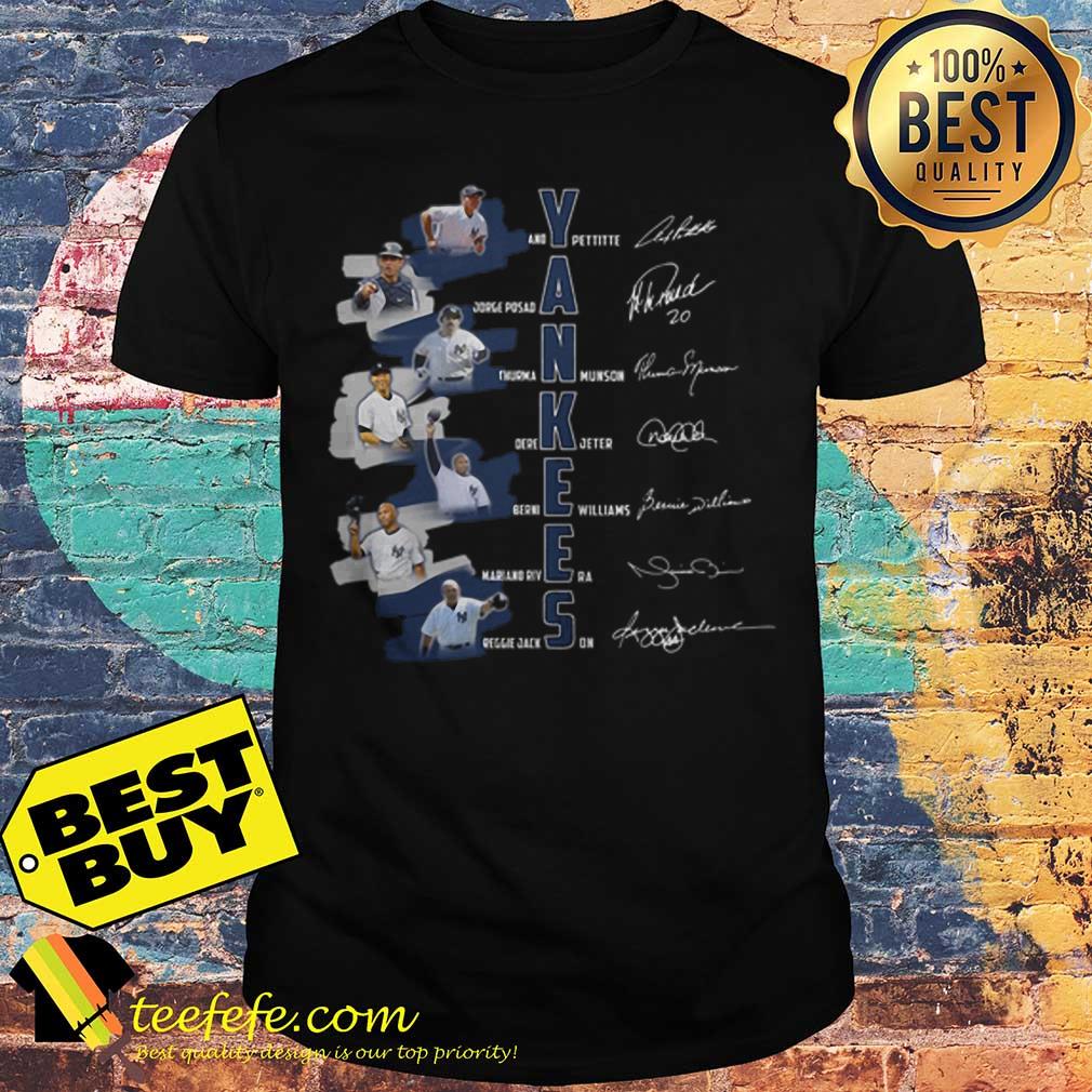 Yankees Andy Pettitte Jorge Posada Thurman Munson Derek Jeter signature shirt